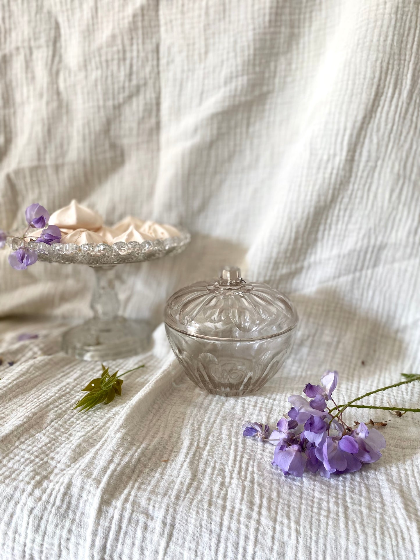 Bonbonnière Vintage en Verre Moulé
