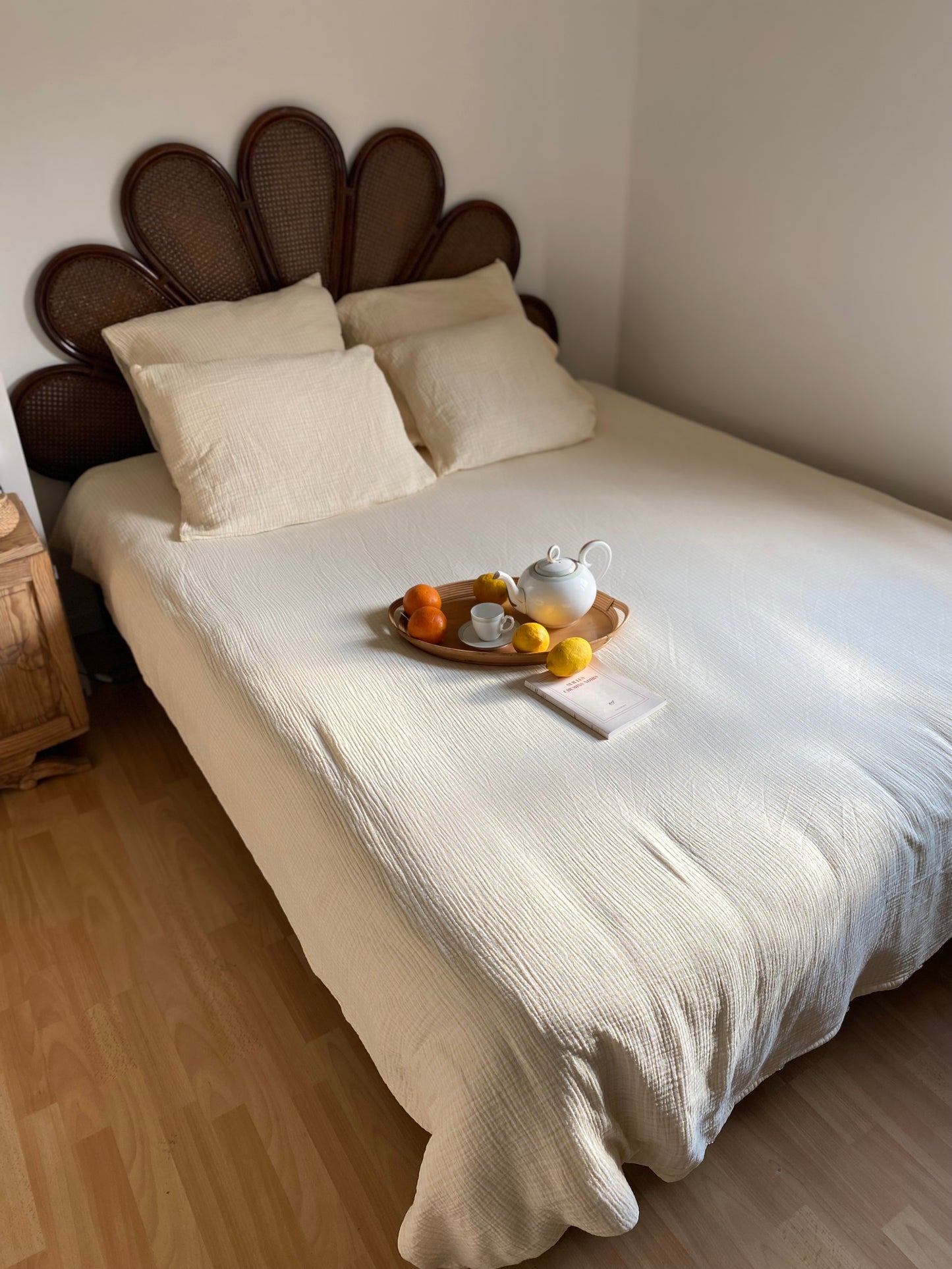 Plateau ovale en bambou vintage