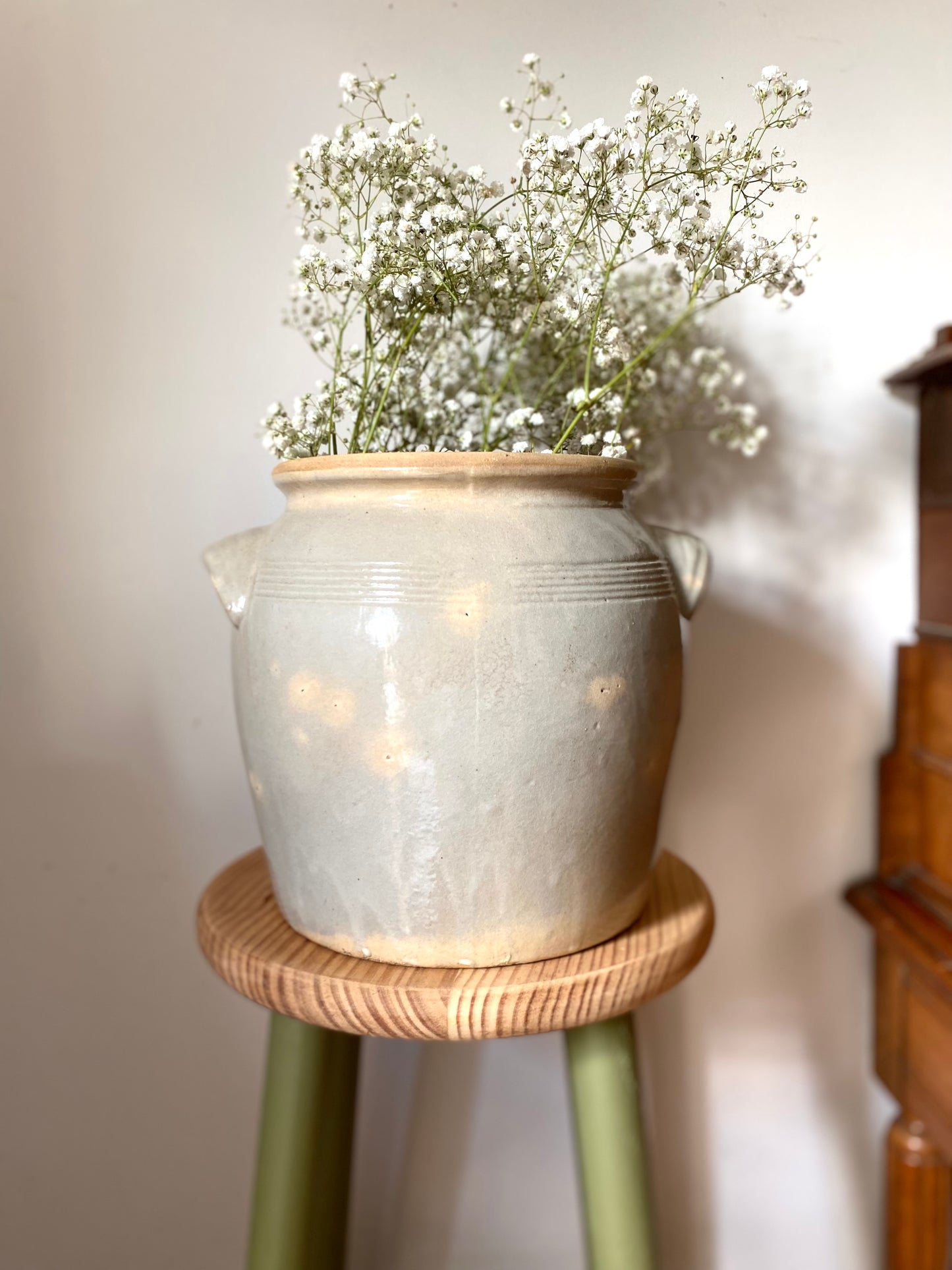 Grand pot en grès ancien écru