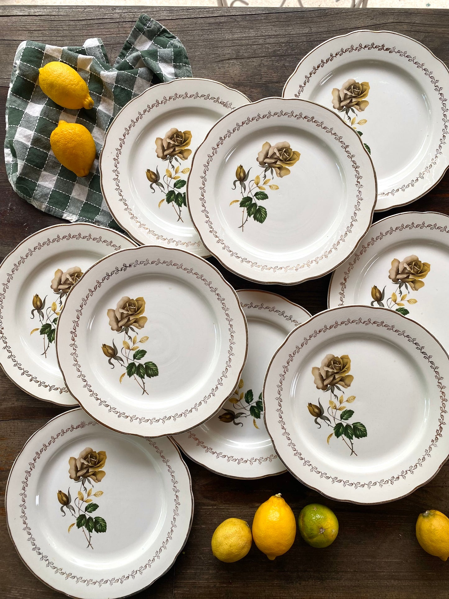 Assiettes plates en faïence ancienne