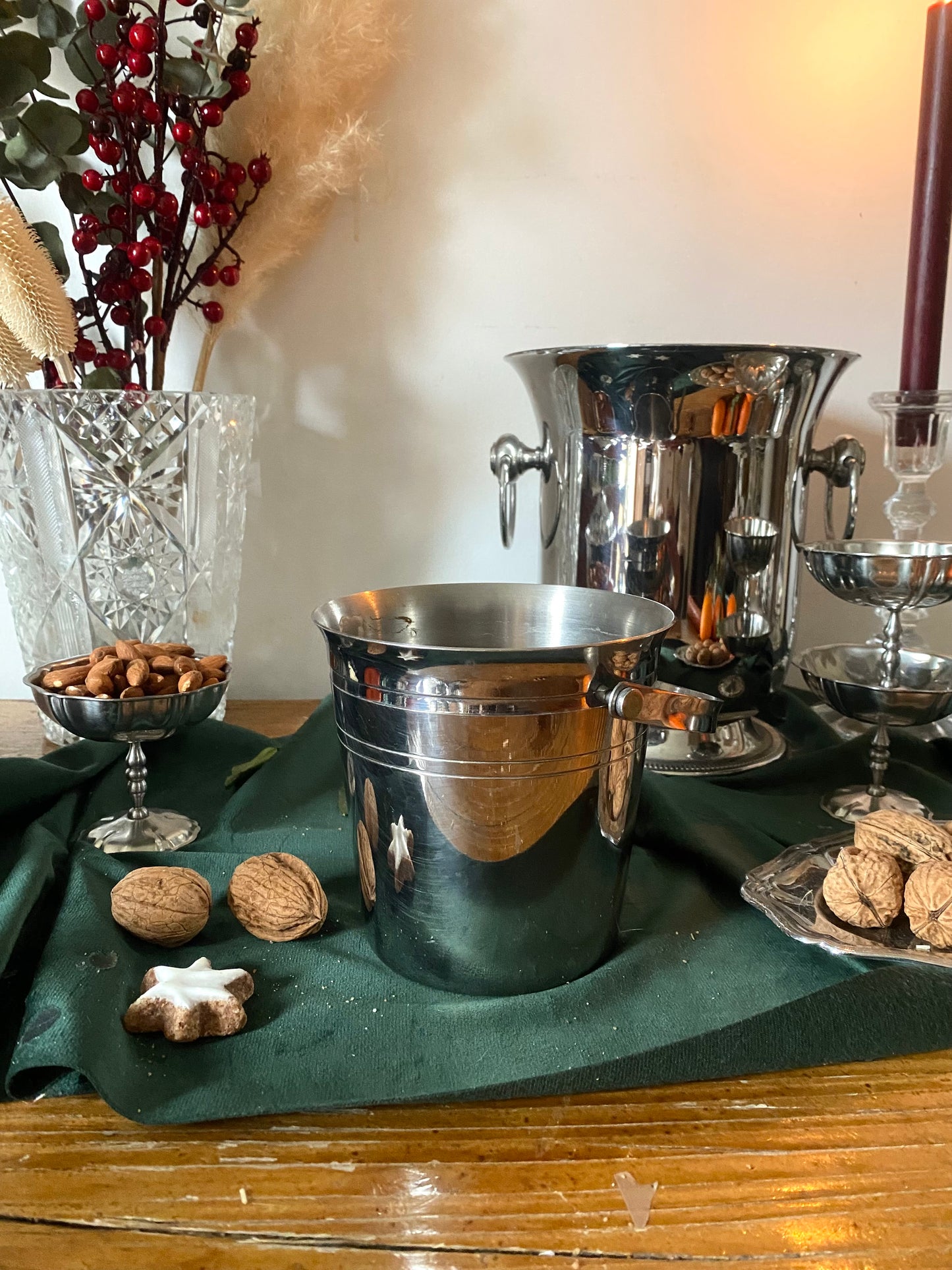 Seau à glace en métal argenté