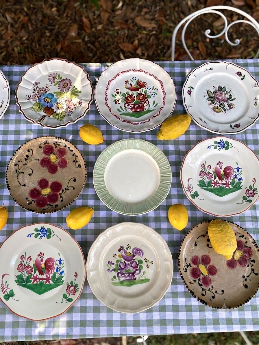Exceptionnel ensemble de 15 grandes assiettes dépareillées