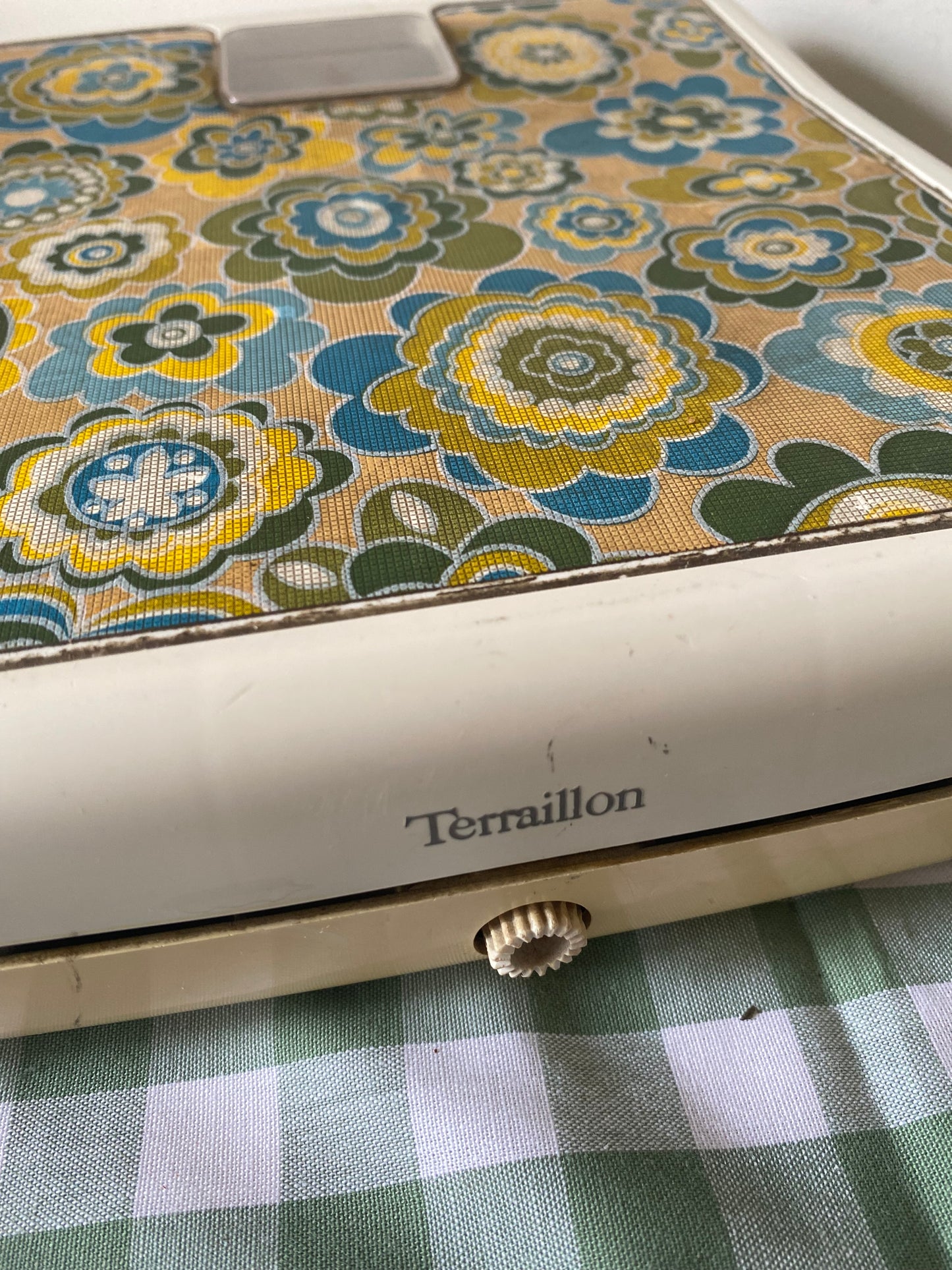 Pèse-personne Terraillon vintage à motif fleuri – années 70