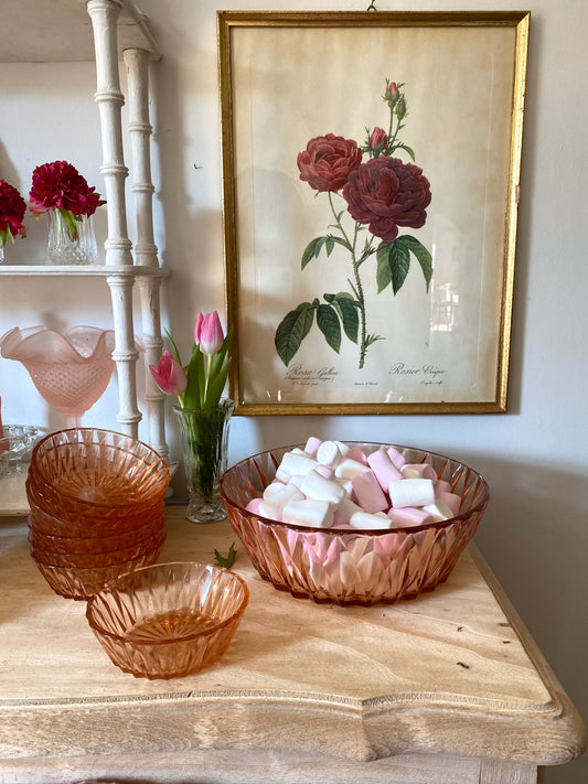 Saladier et ses ramequins en rosaline