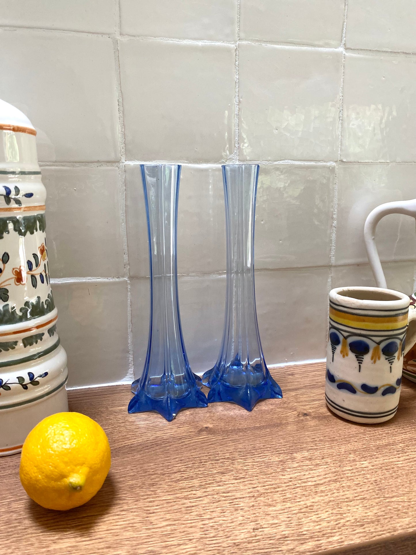 Paire de soliflore en verre