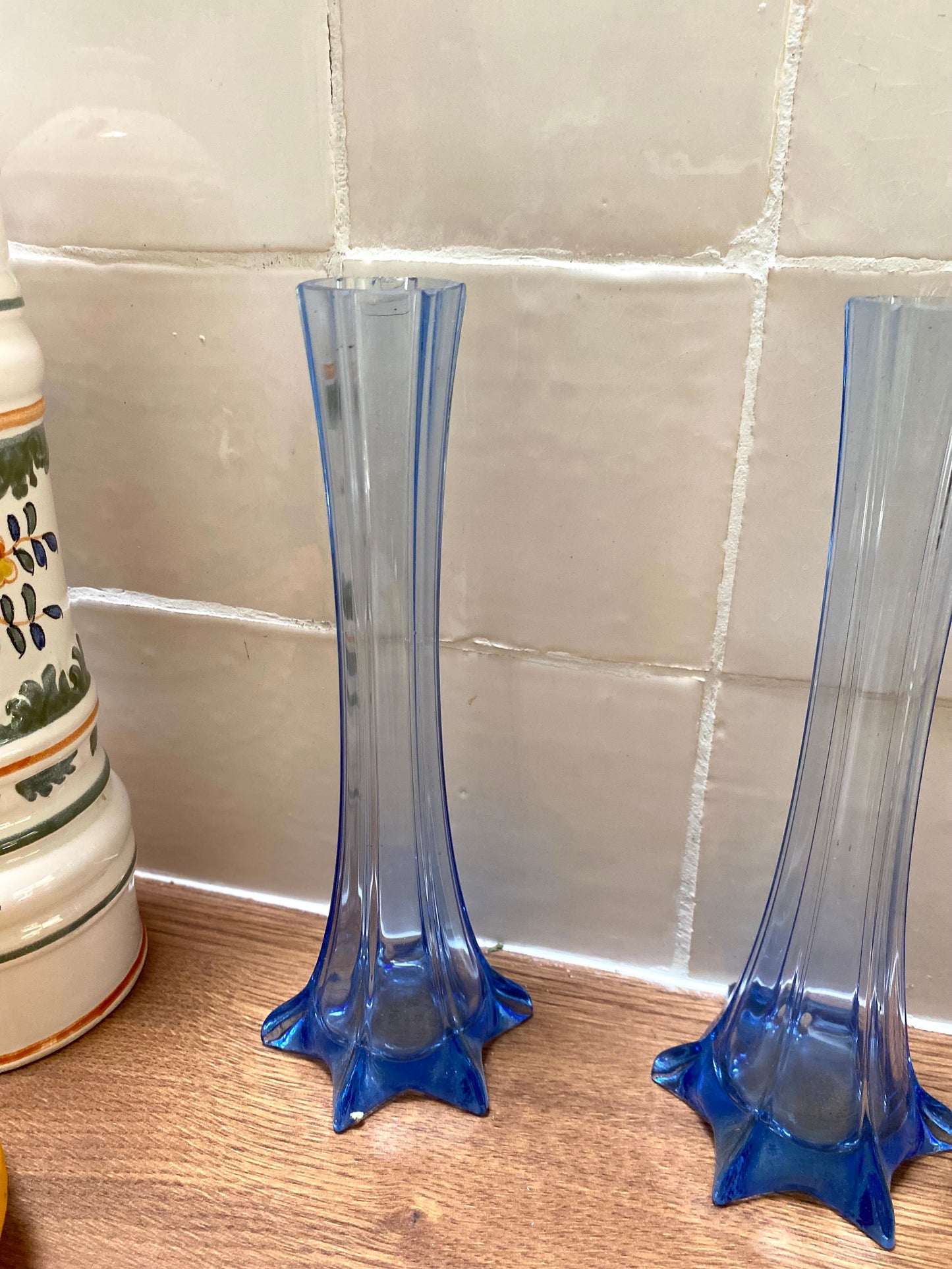 Paire de soliflore en verre