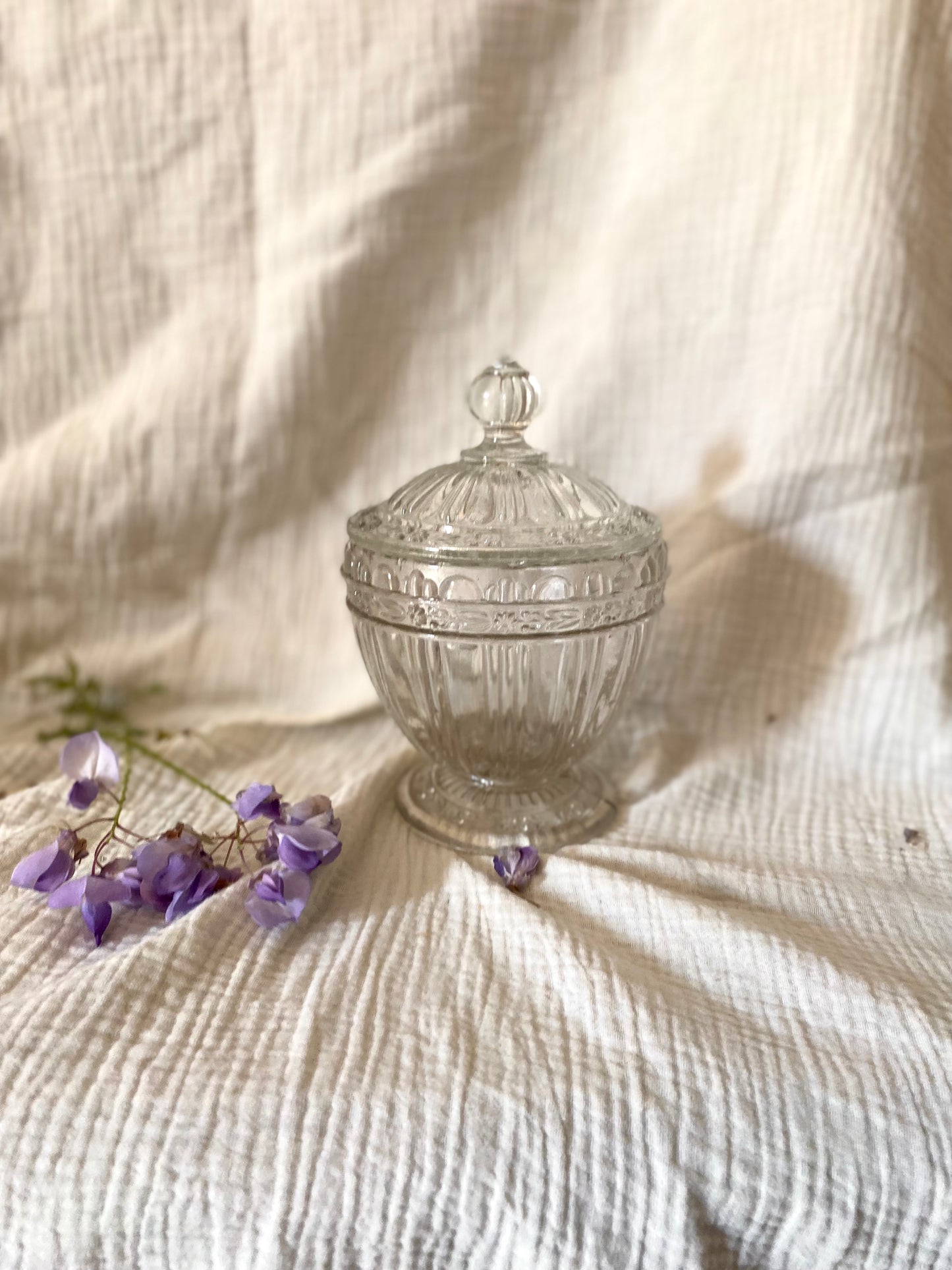 Bonbonnière Vintage en Verre Moulé