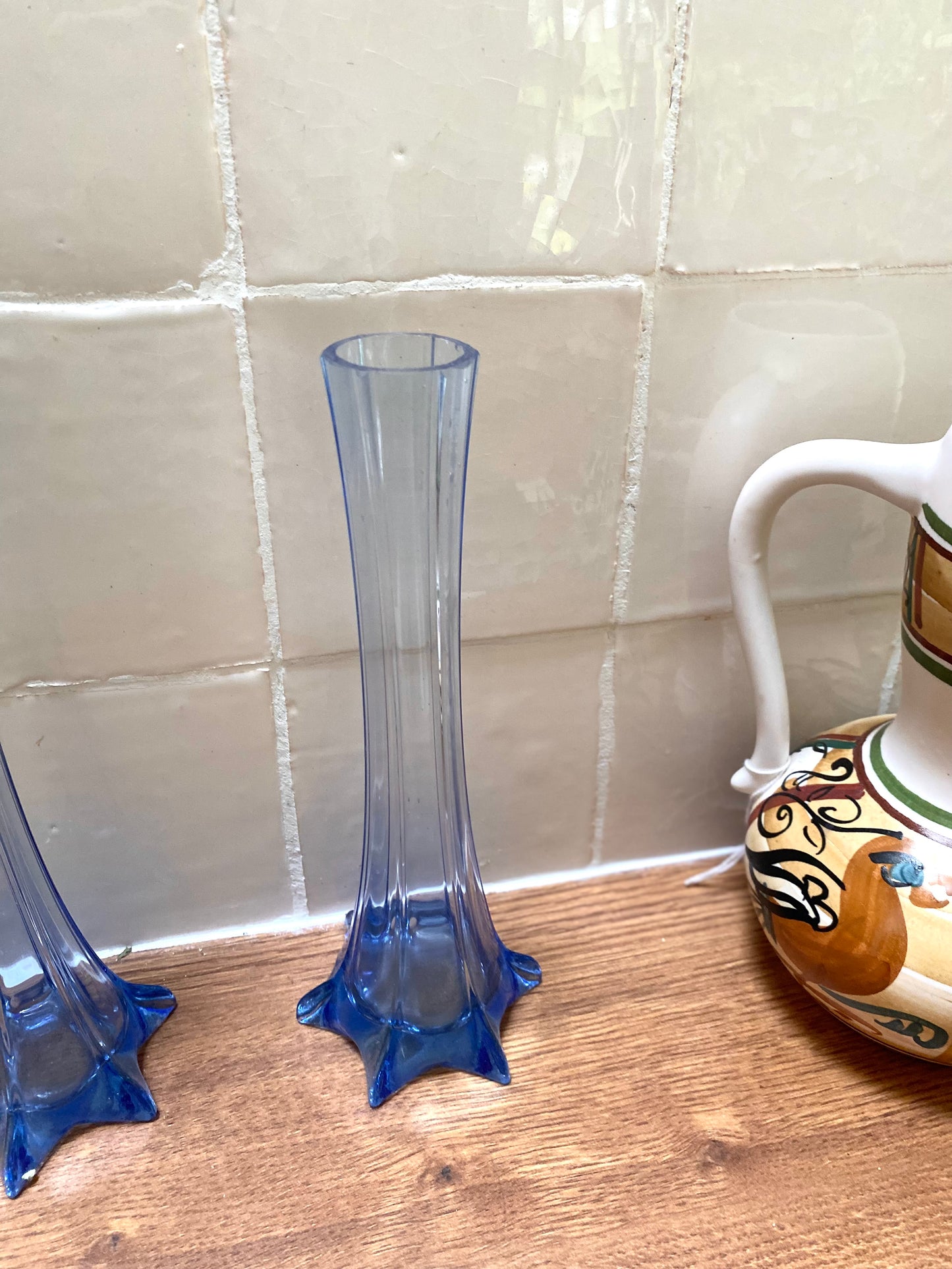 Paire de soliflore en verre