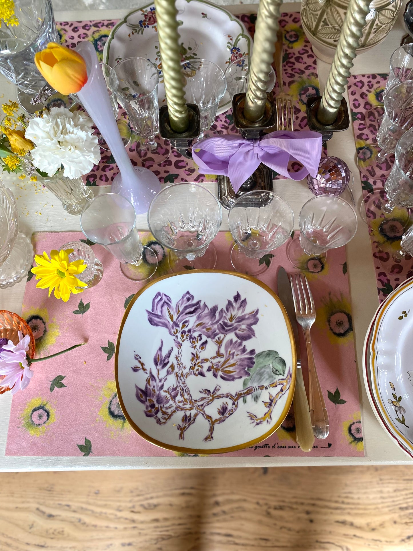 Soliflore en opaline irisée vintage