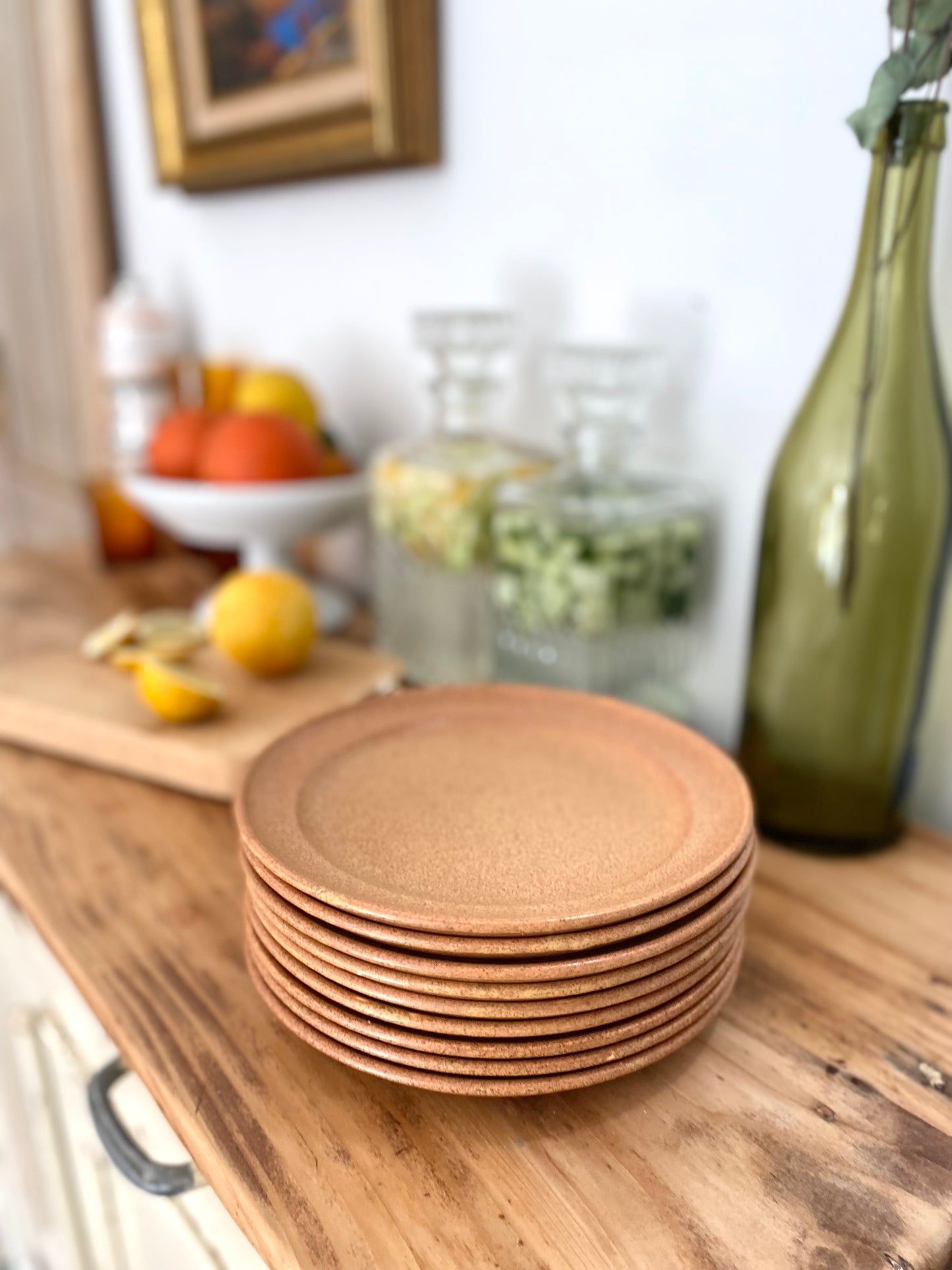 6 Assiettes à dessert en grès ancien