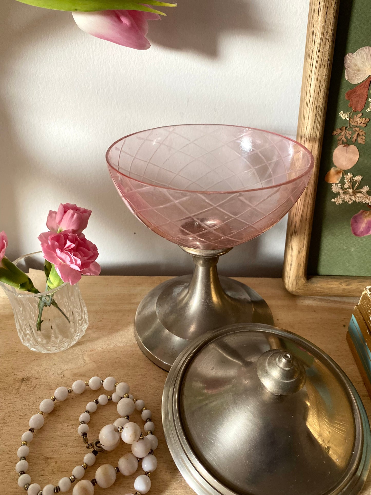 Coupe ancienne en verre et métal argenté