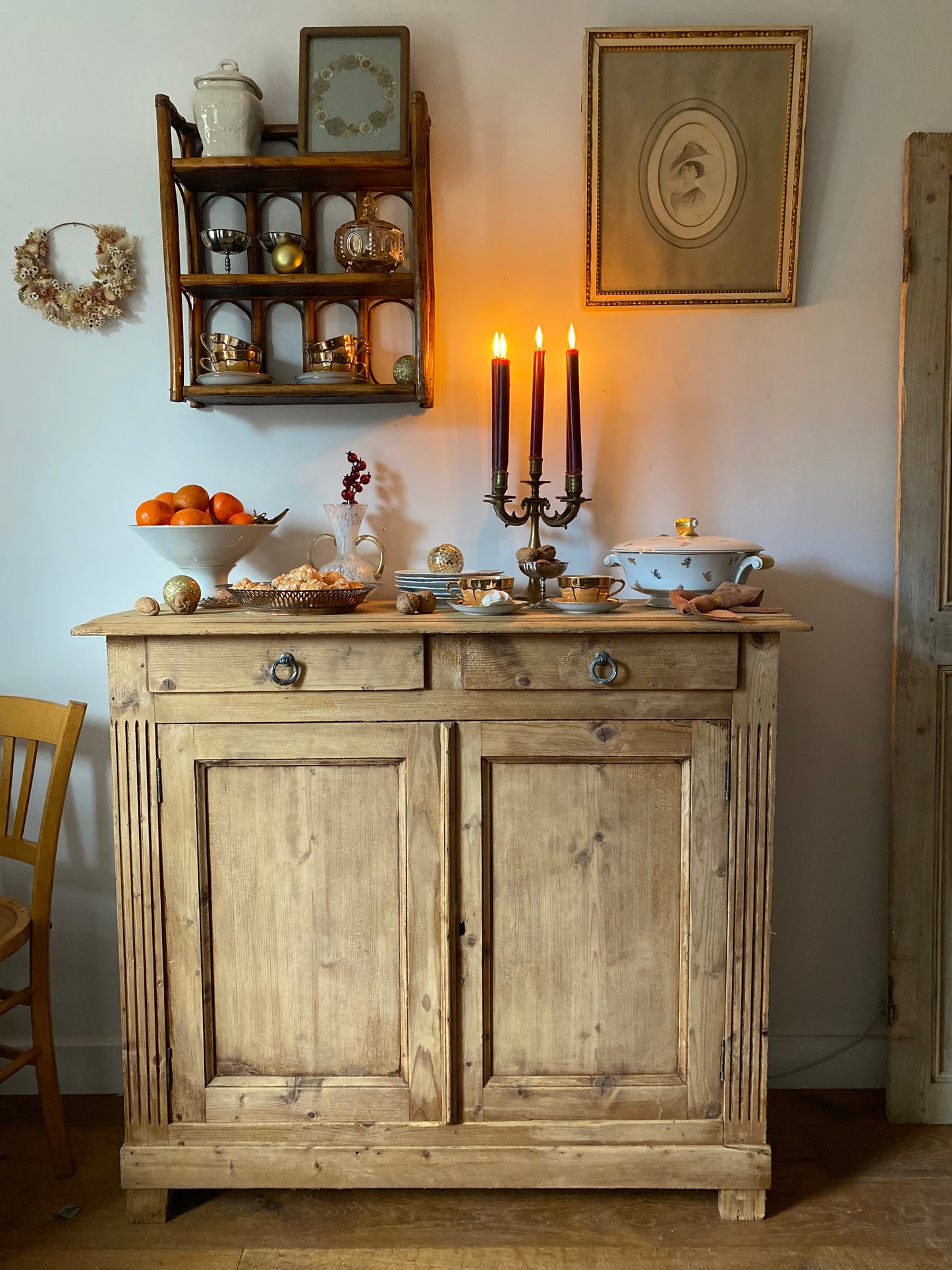 Chandelier en laiton ancien à 5 branches