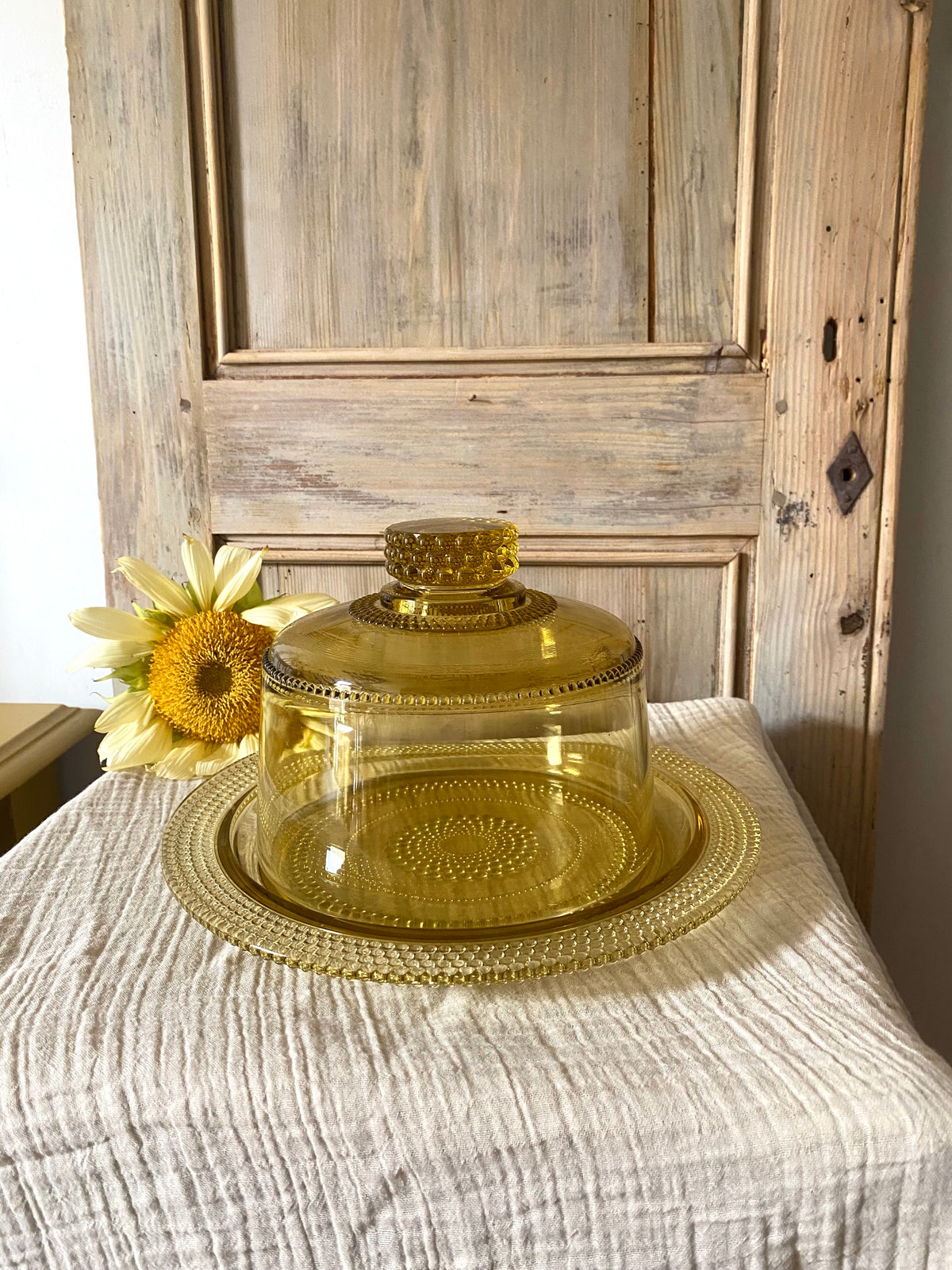Cloche à fromage en verre ambré, années 70