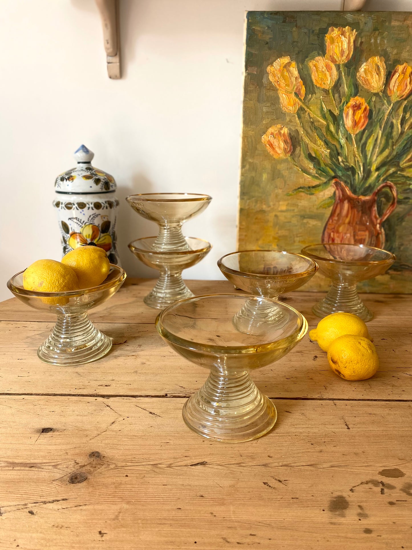 Coupes à glace ou à fruit en verre vintage