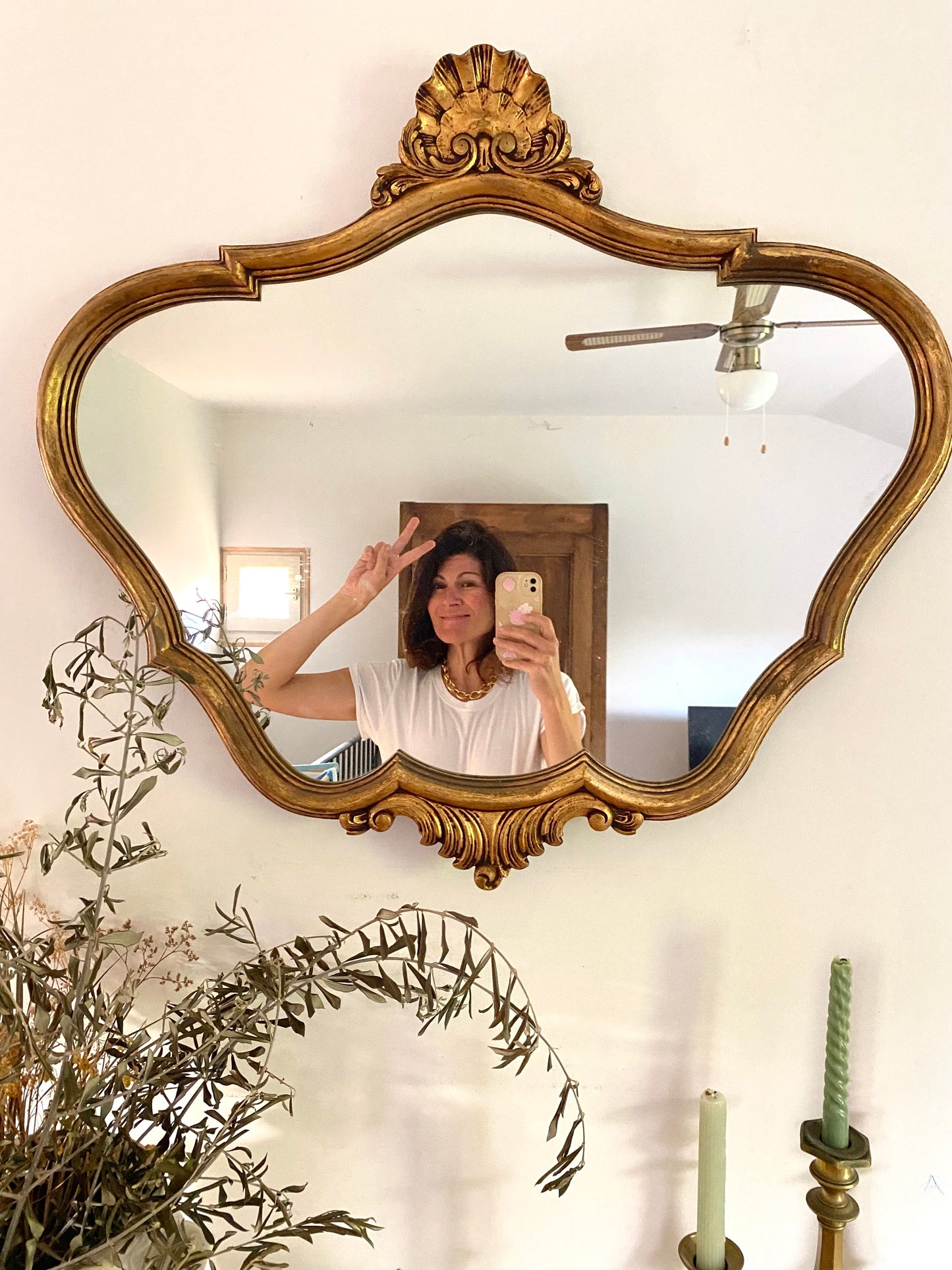 Miroir baroque ancien à coquille