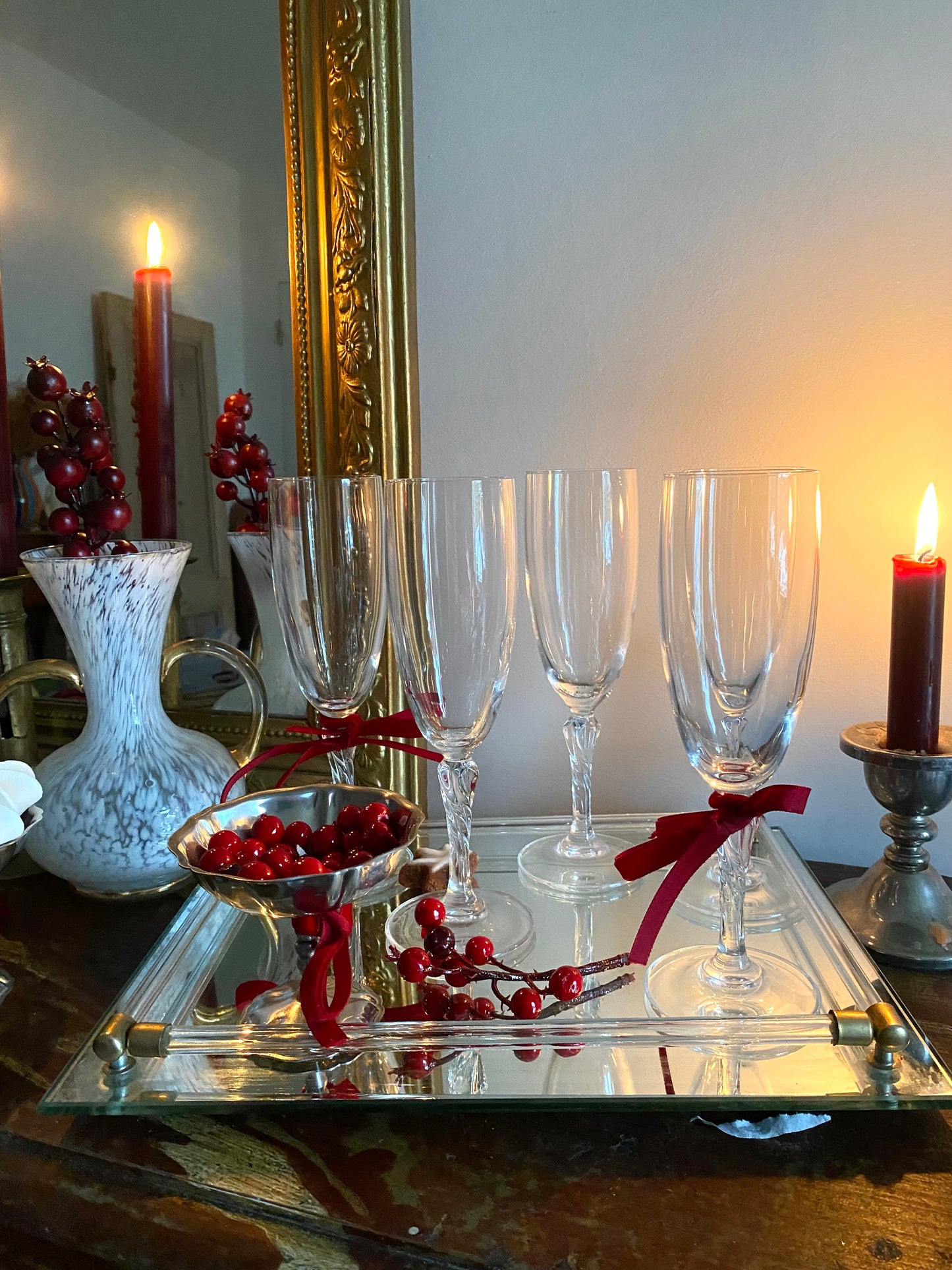 4 flûtes en cristal ancien