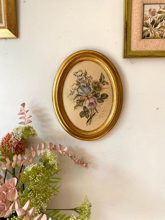 Ravissante peinture sur soie ancienne encadrée
