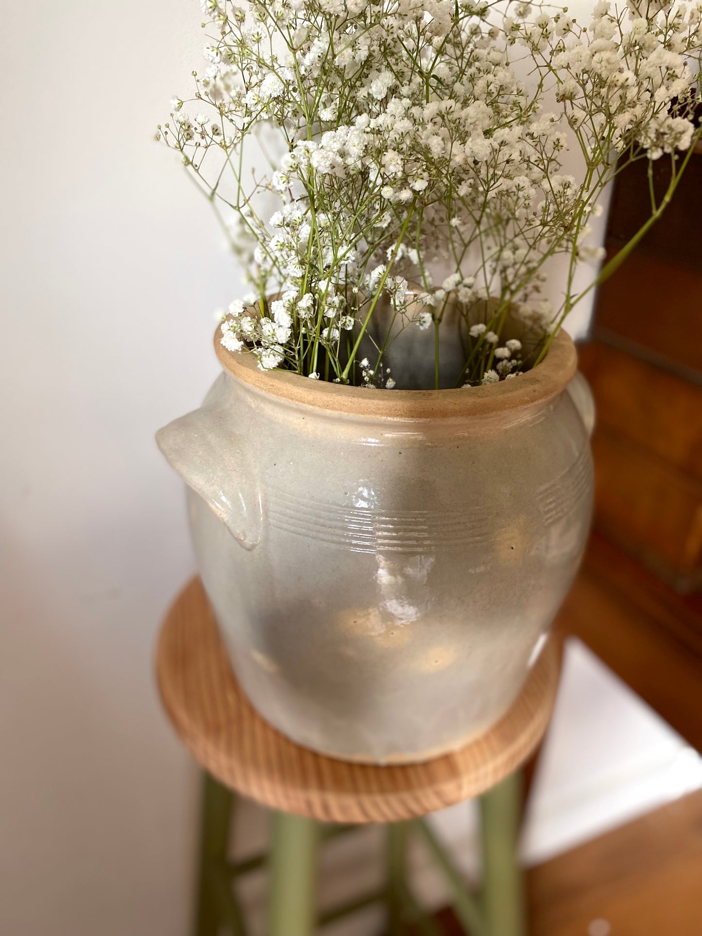 Grand pot en grès ancien écru