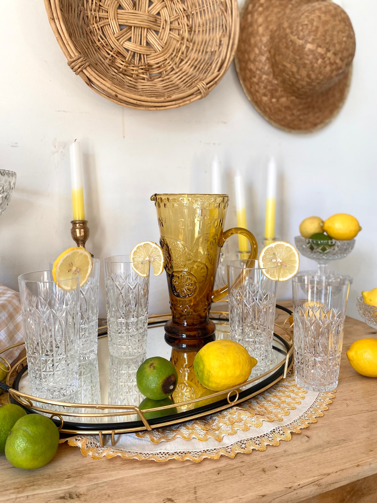 Verres à limonade en cristal ancien