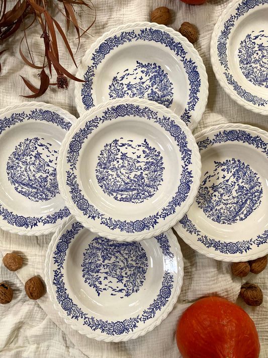 Assiettes creuses en faïence anglaise