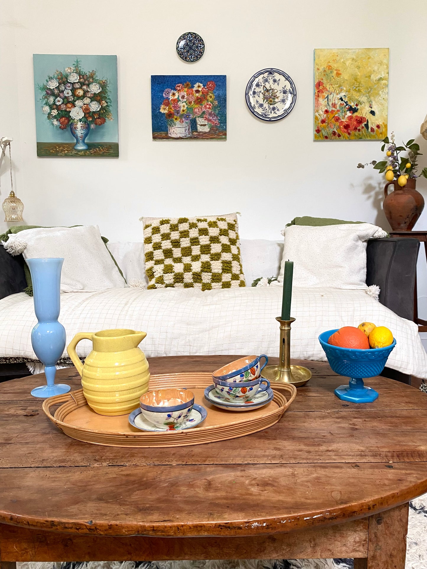 Grand vase bleu en opaline