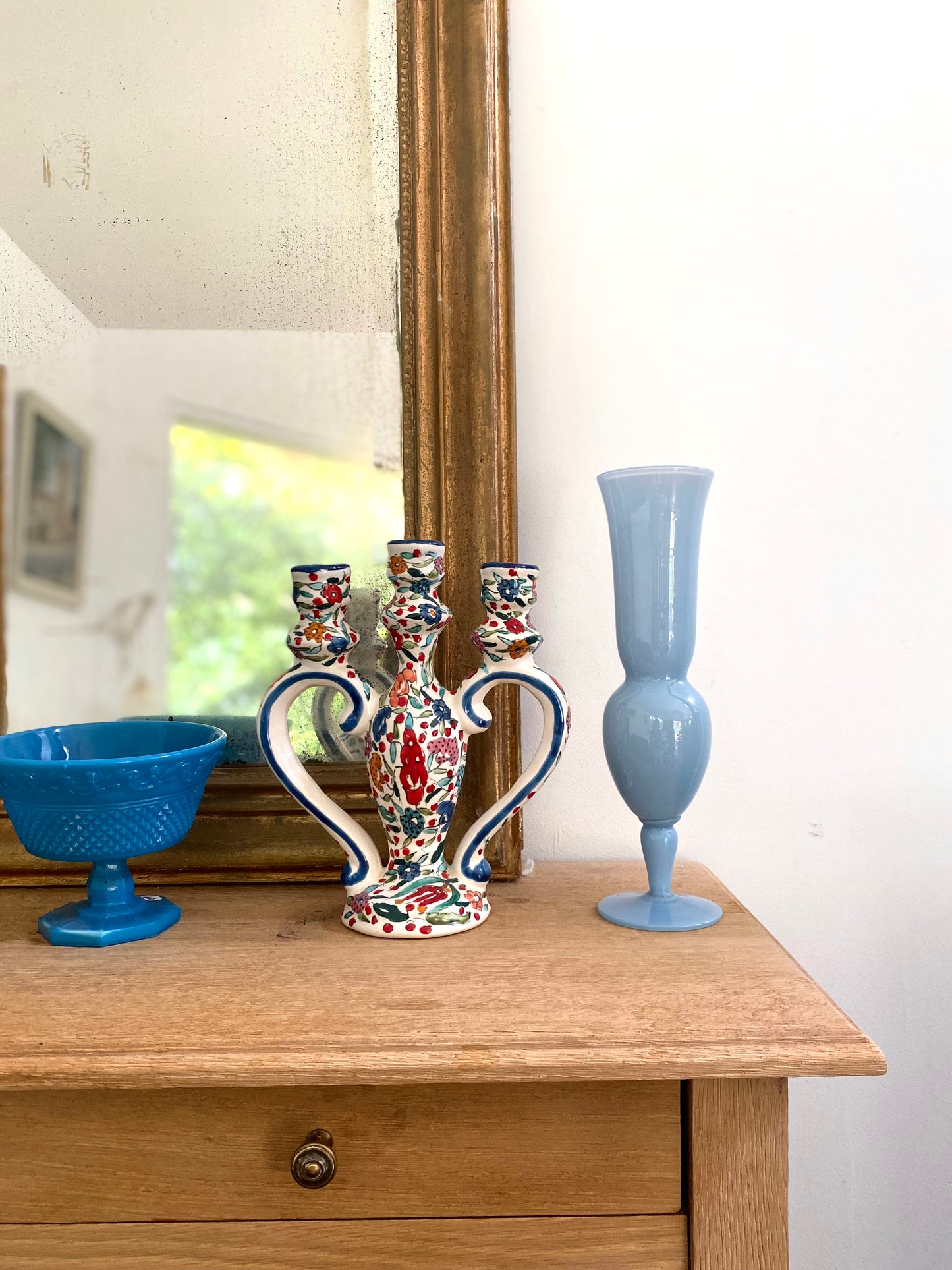 Grand vase bleu en opaline