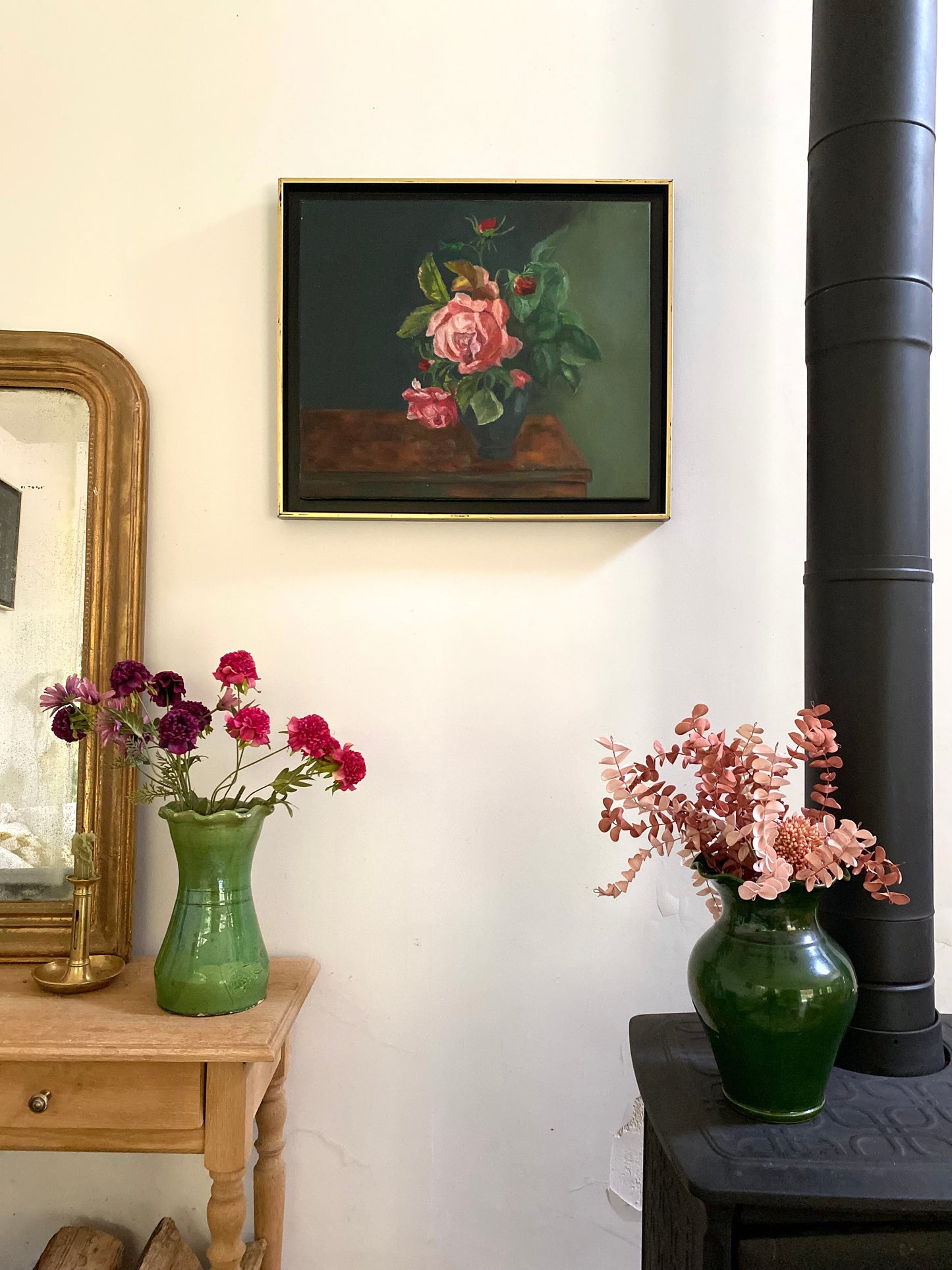 Peinture à l'huile ancienne encadrée