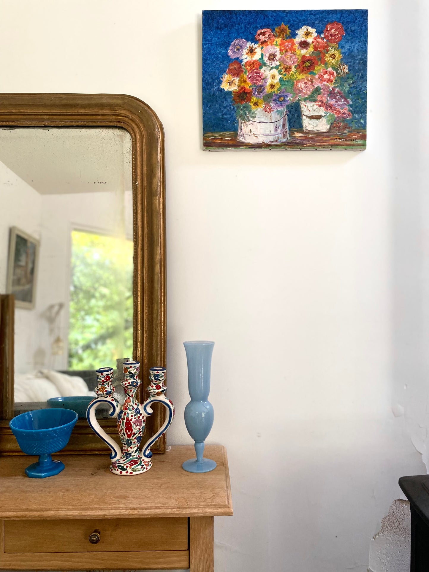 Grand vase bleu en opaline