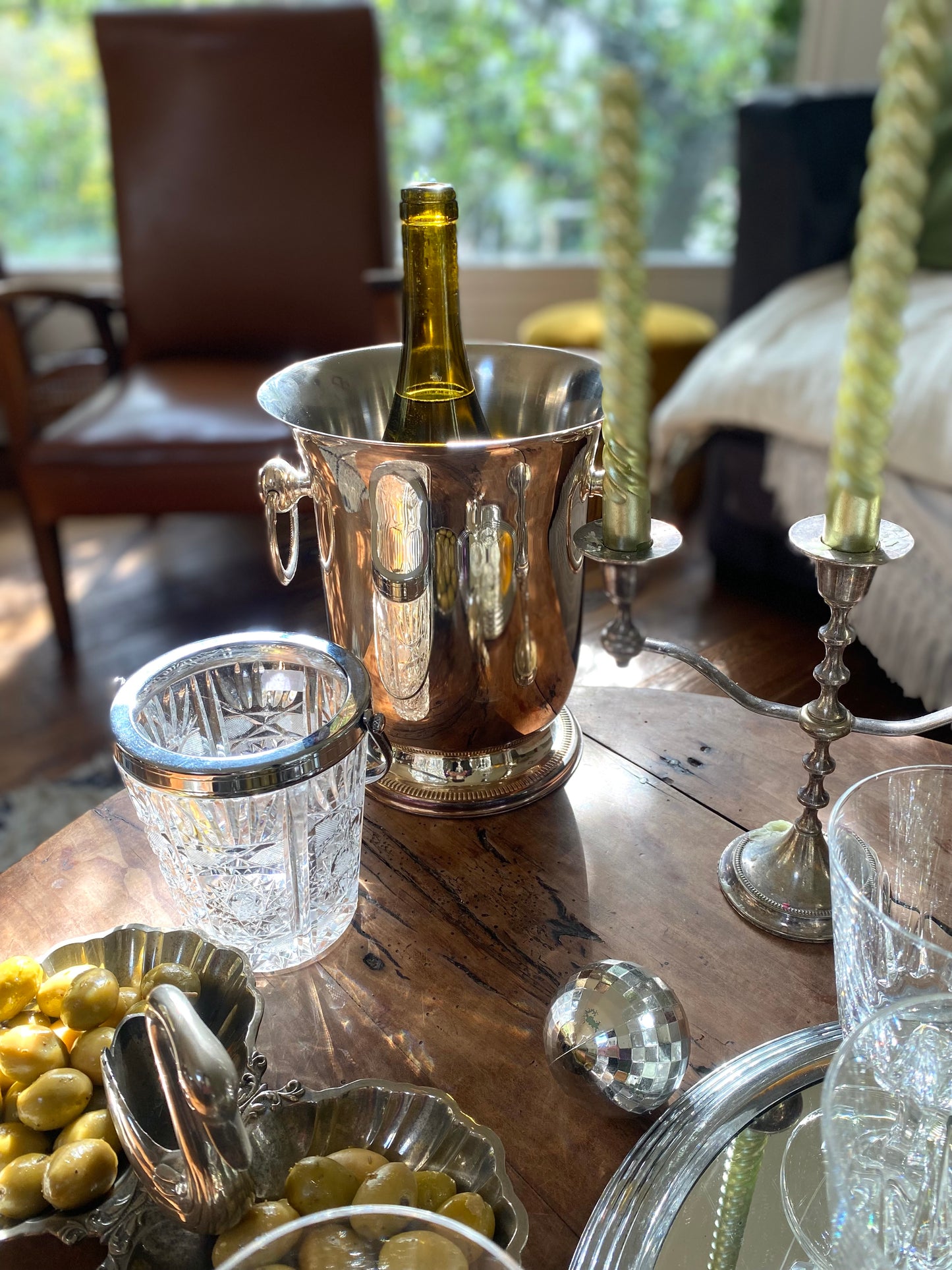 Seau à champagne en métal argenté