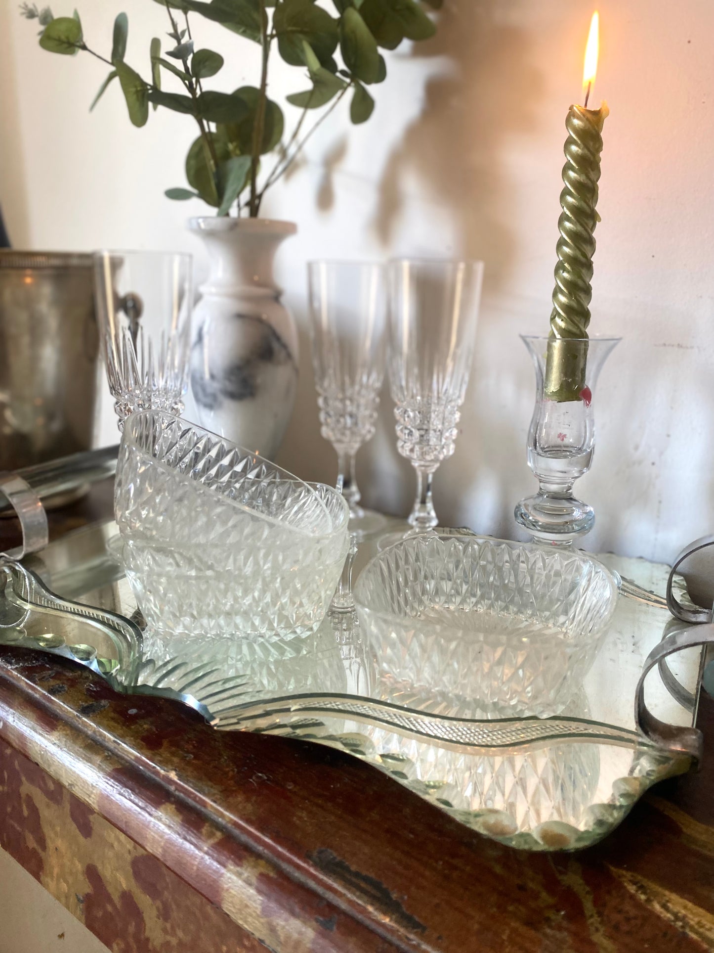 Coupelles en verre taillé