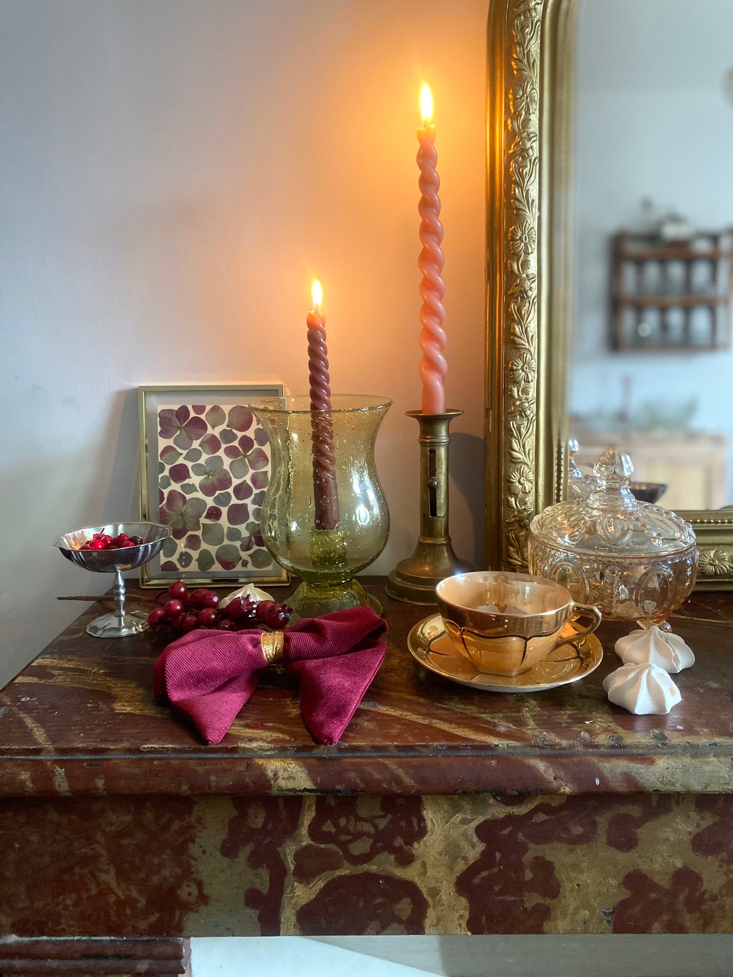 Bougeoir en verre bullé ancien