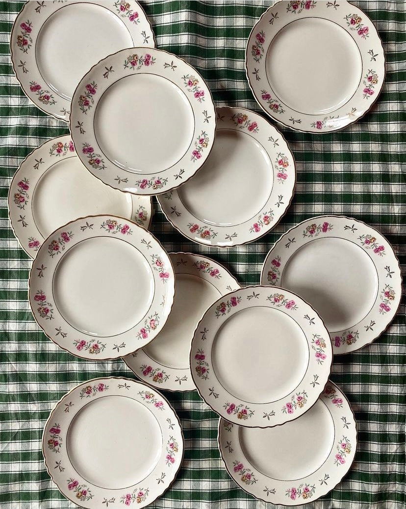 10 assiettes à dessert en faïence