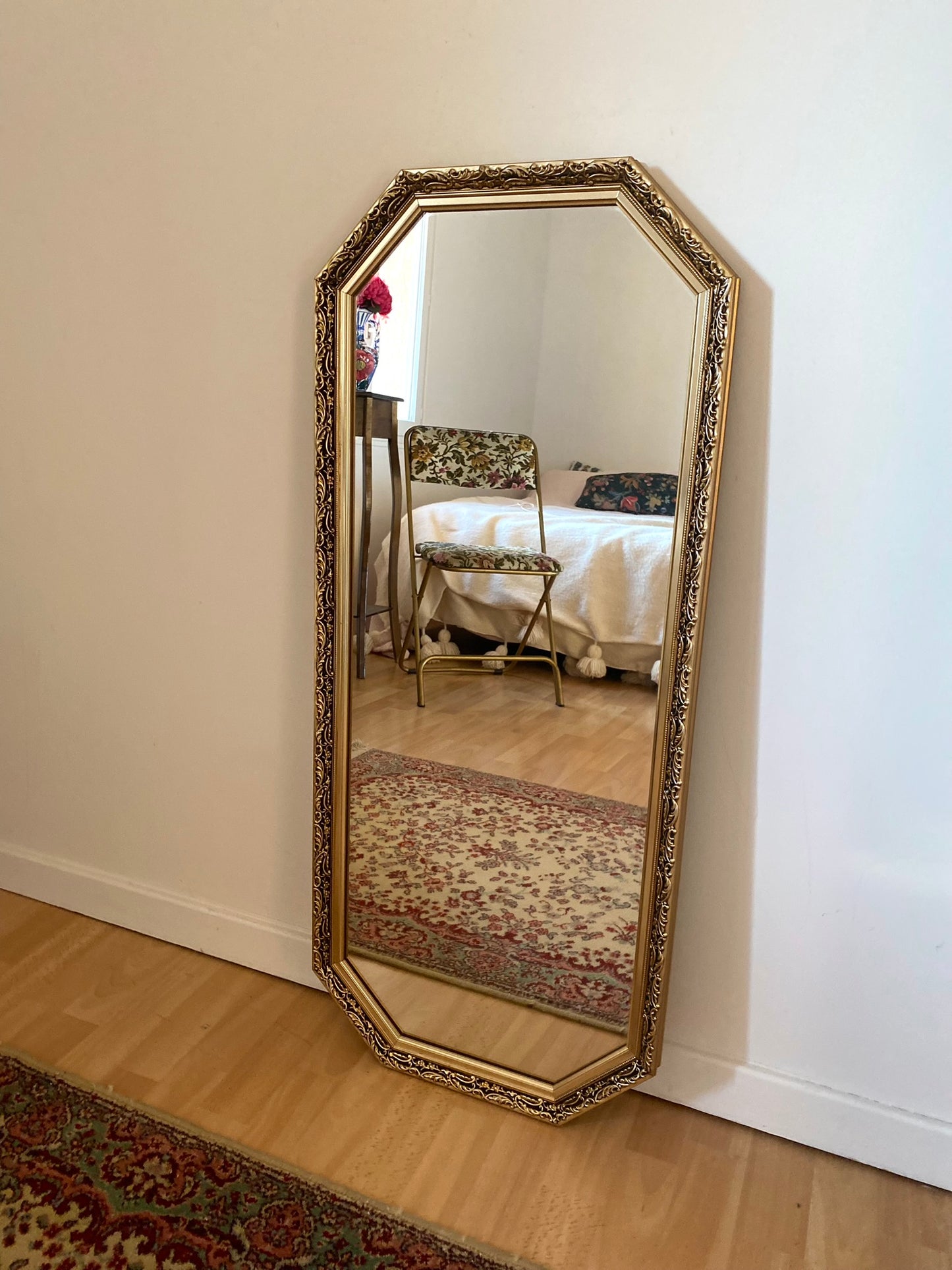 Grand miroir ancien hexagonal