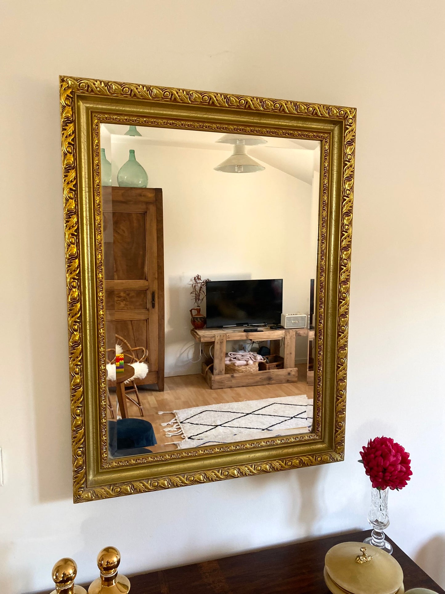 Grand miroir ancien biseauté