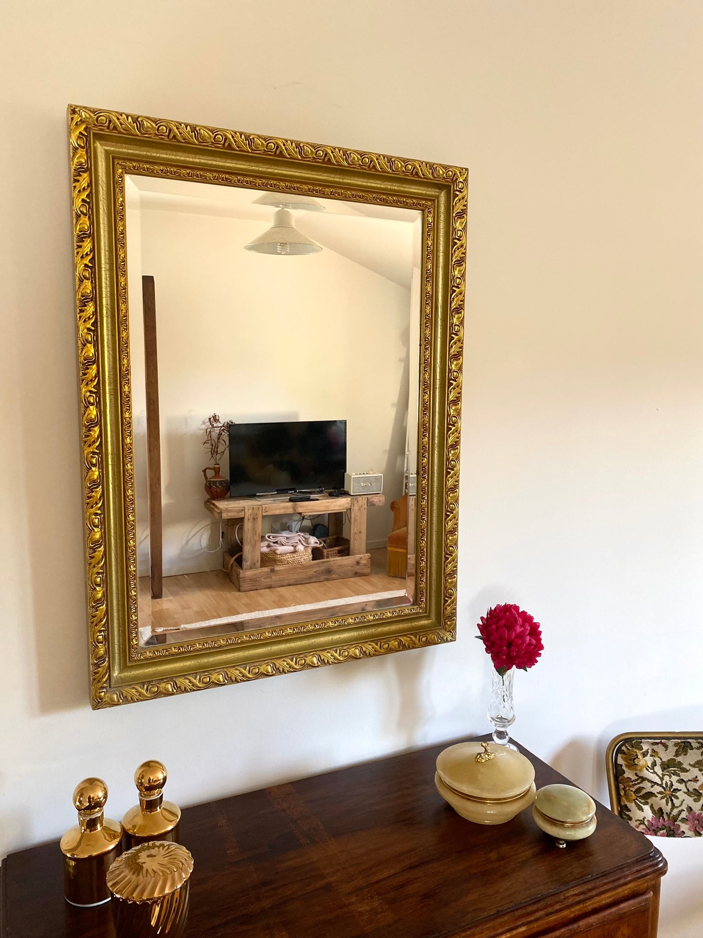 Grand miroir ancien biseauté