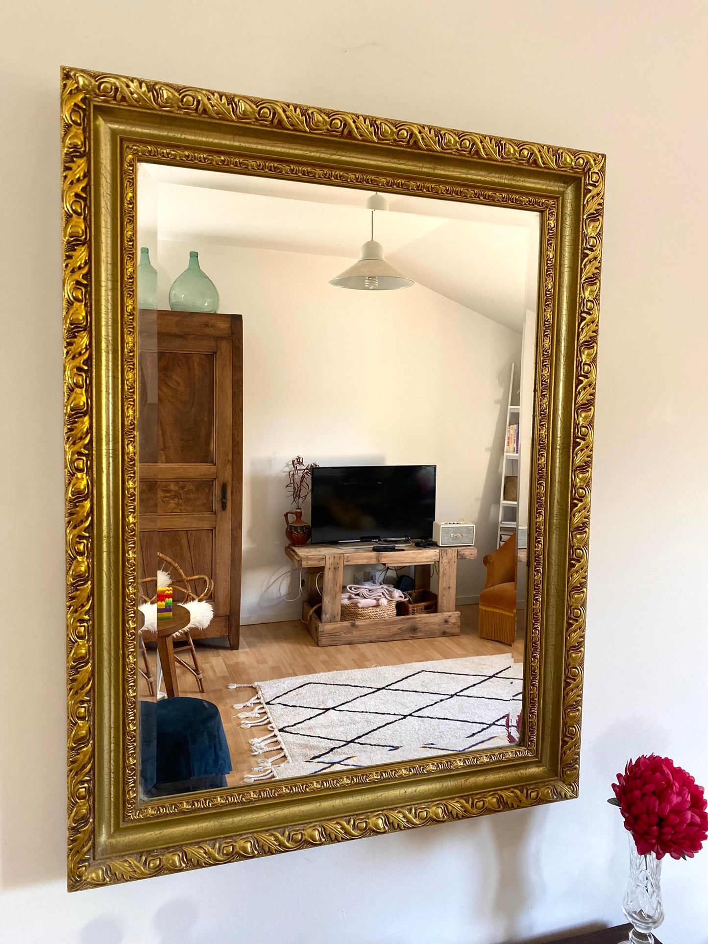 Grand miroir ancien biseauté