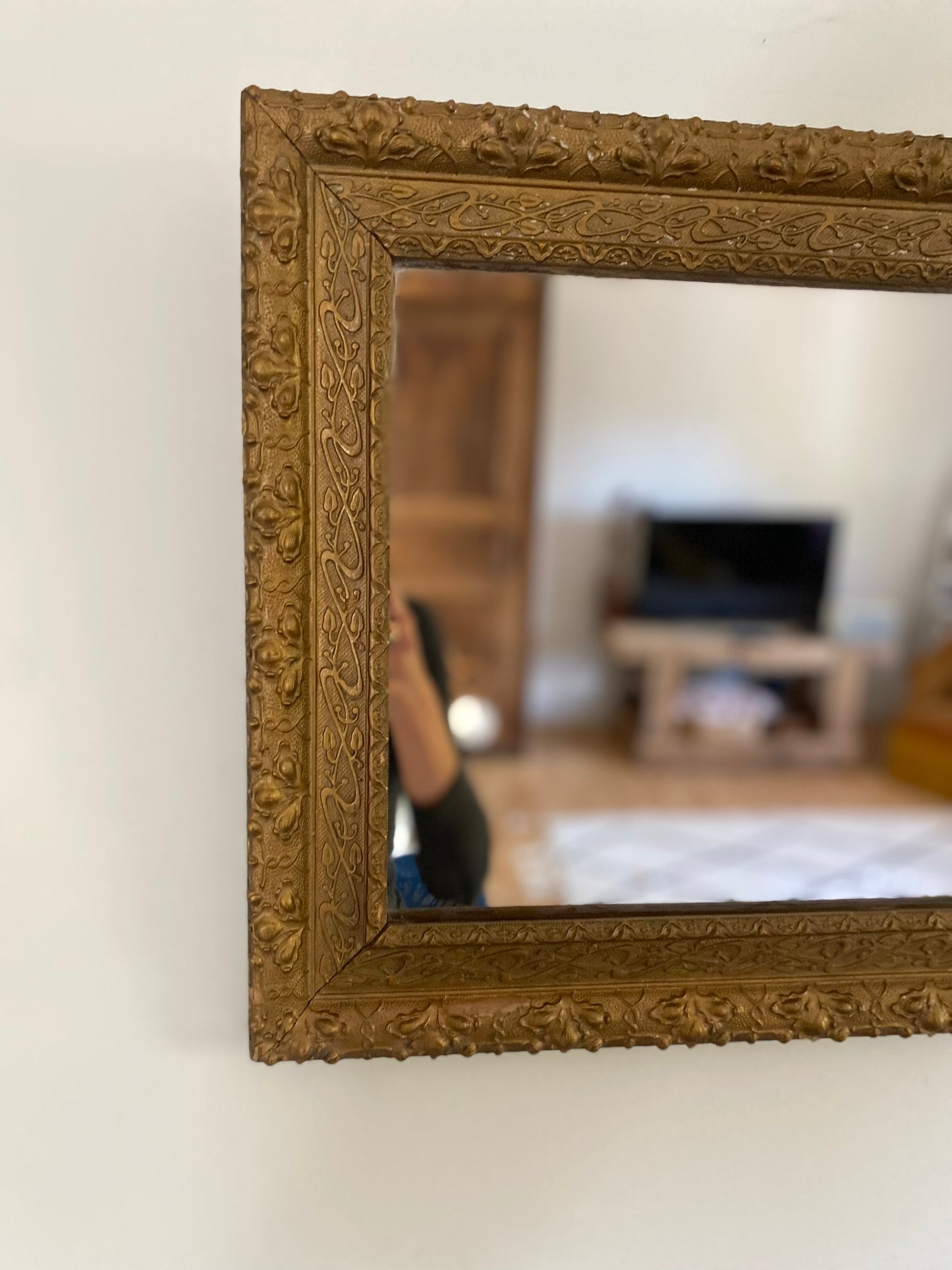 Miroir ancien rectangle doré