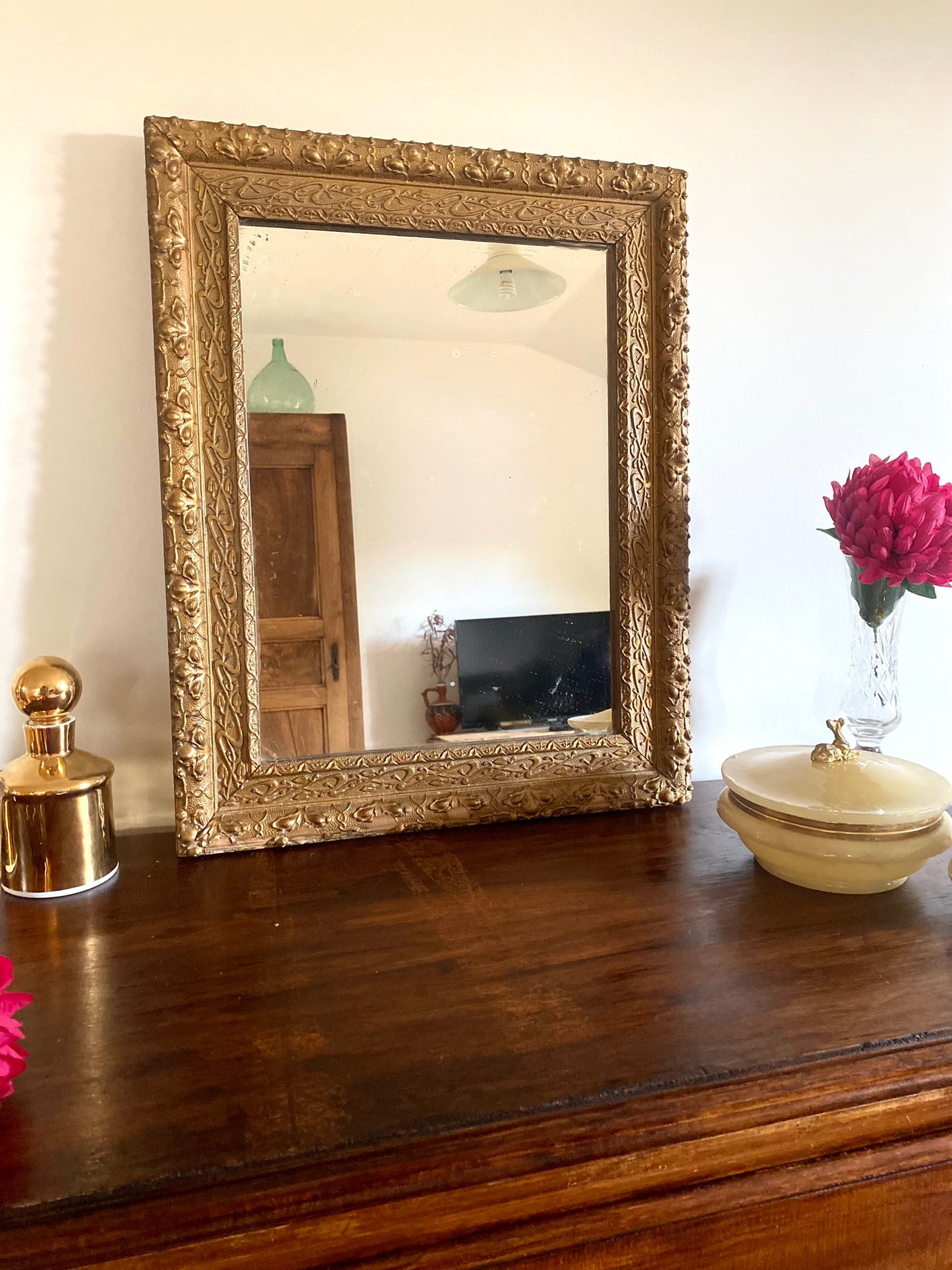 Miroir ancien rectangle doré