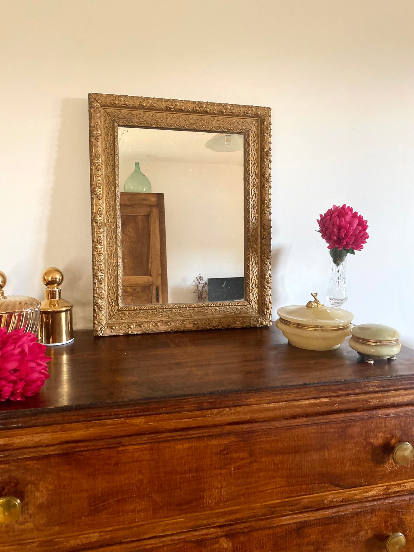 Miroir ancien rectangle doré