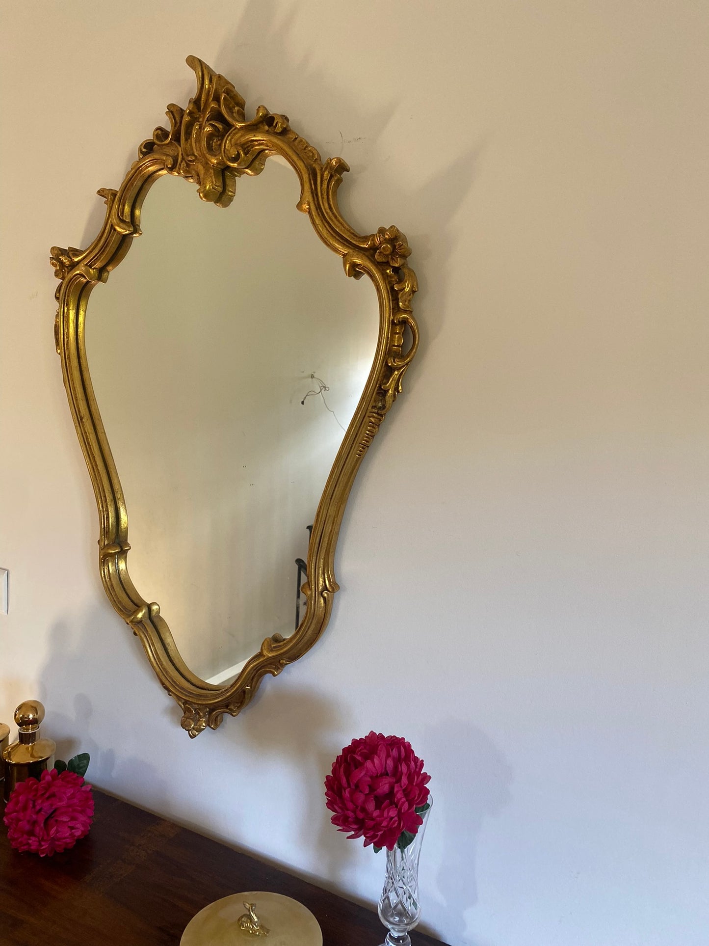 Miroir ancien baroque à coquille