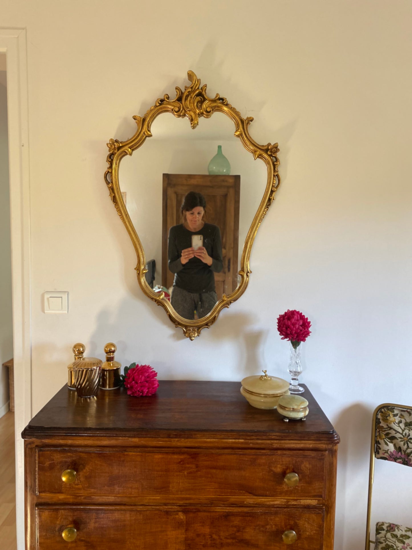 Miroir ancien baroque à coquille
