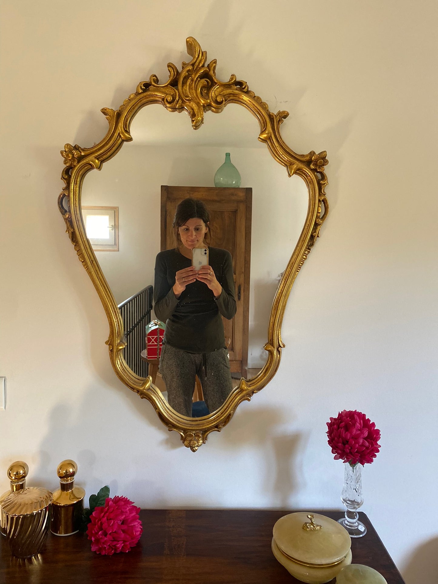 Miroir ancien baroque à coquille