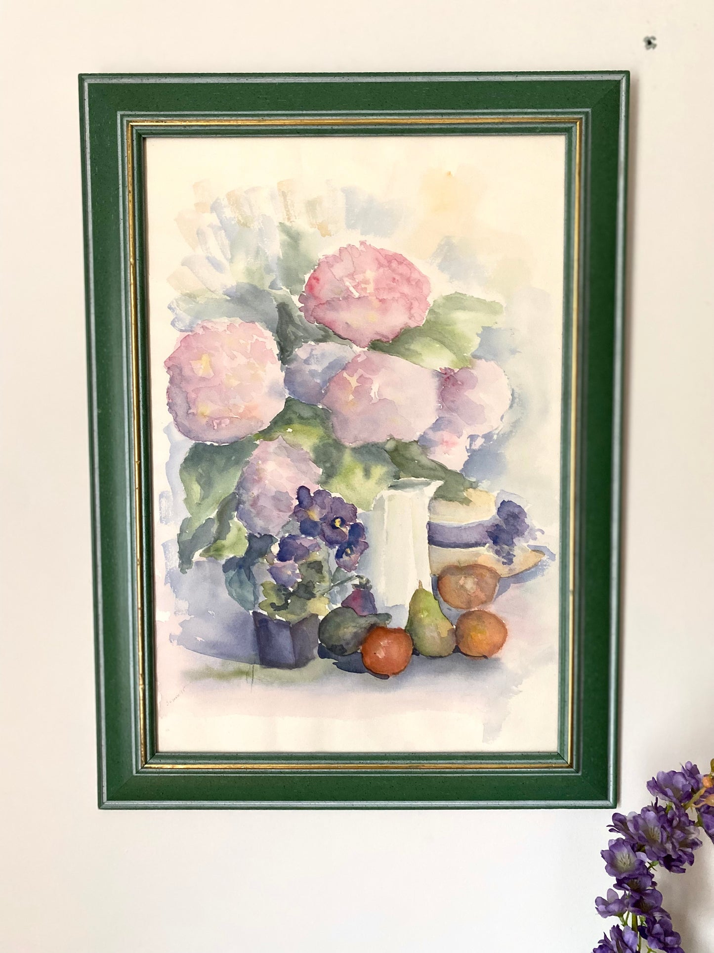Aquarelle ancienne sur canson encadrée