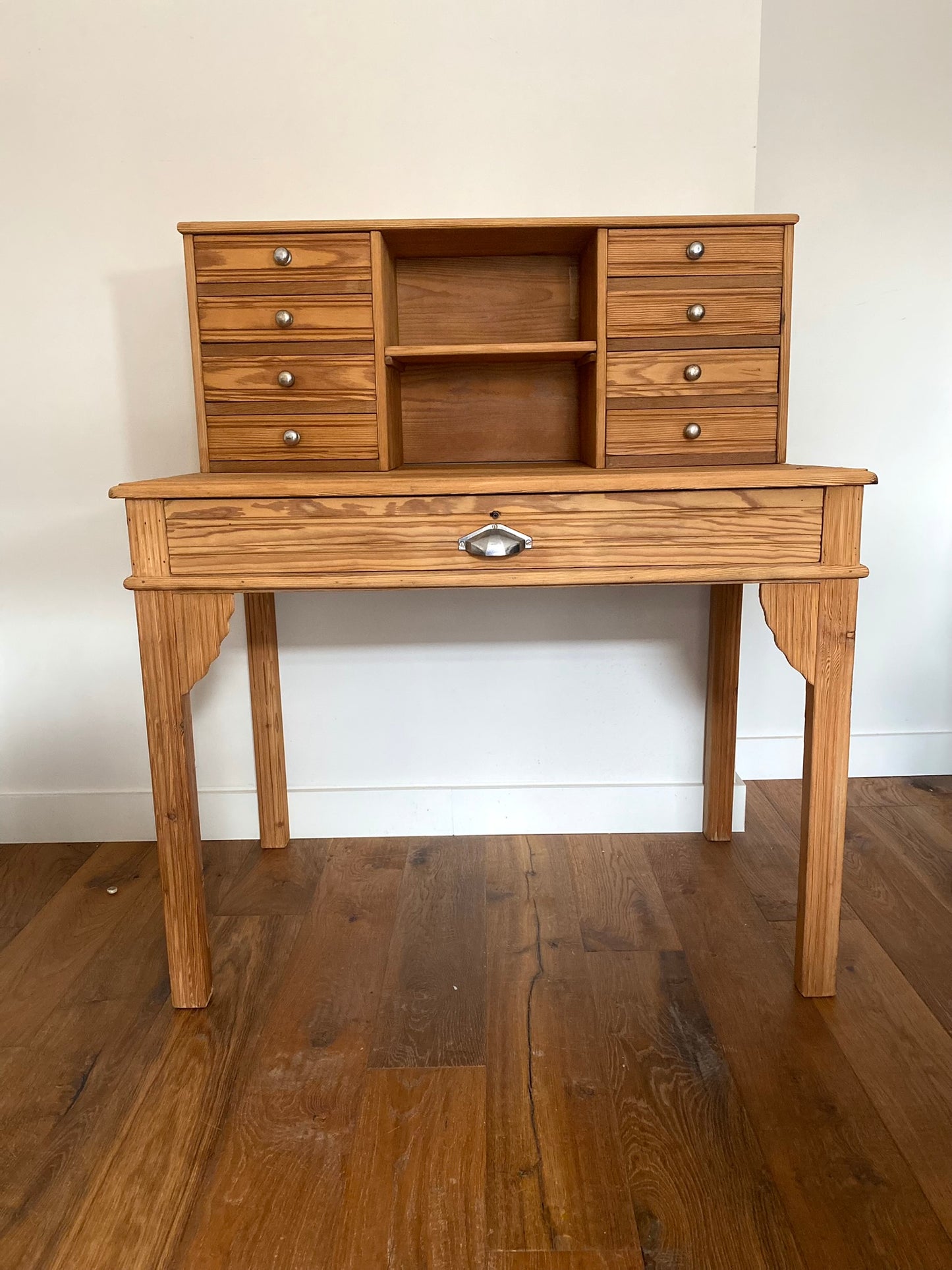 Bureau secrétaire style Art deco en bois ancien rénové