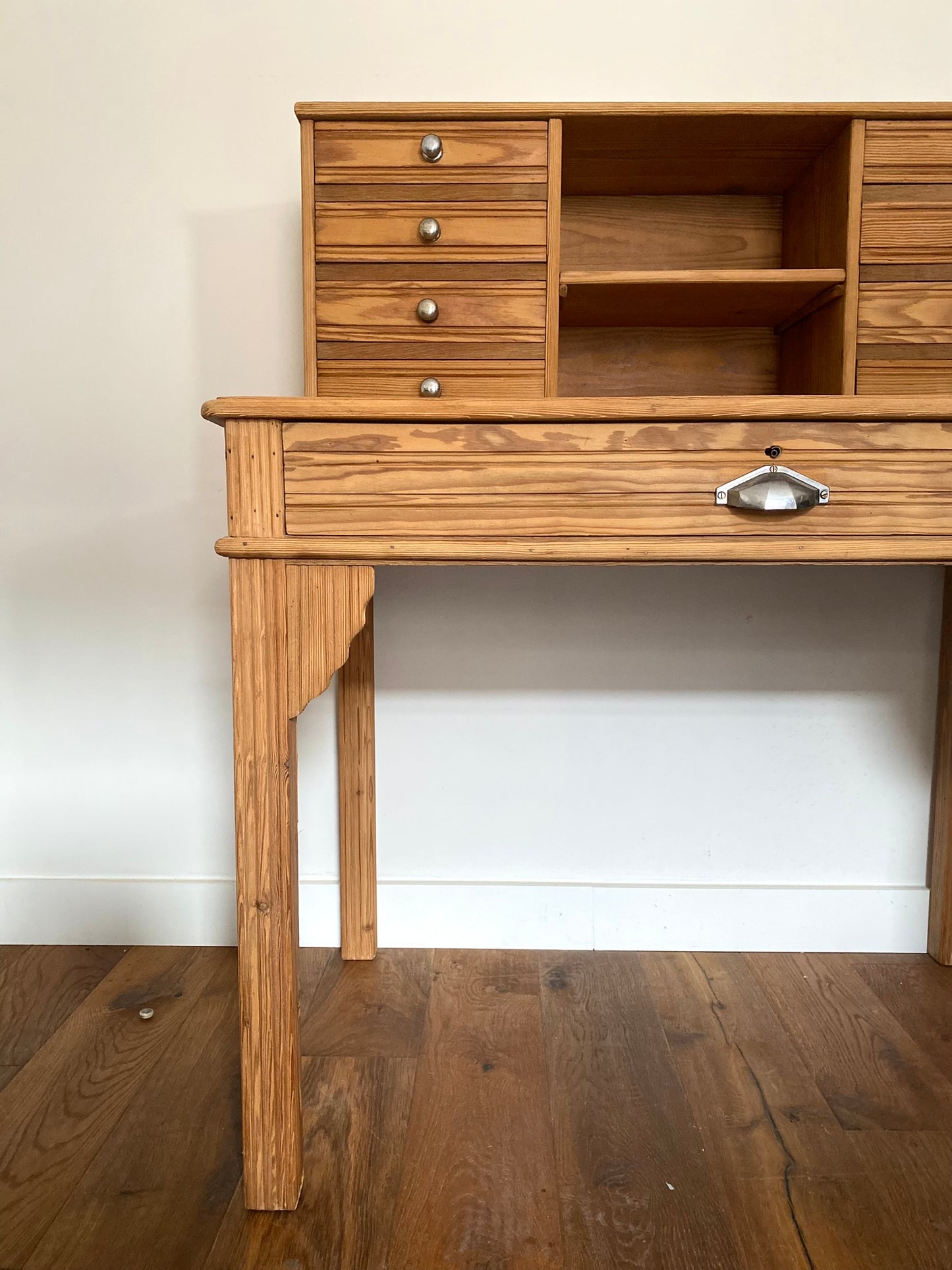 Bureau secrétaire style Art deco en bois ancien rénové