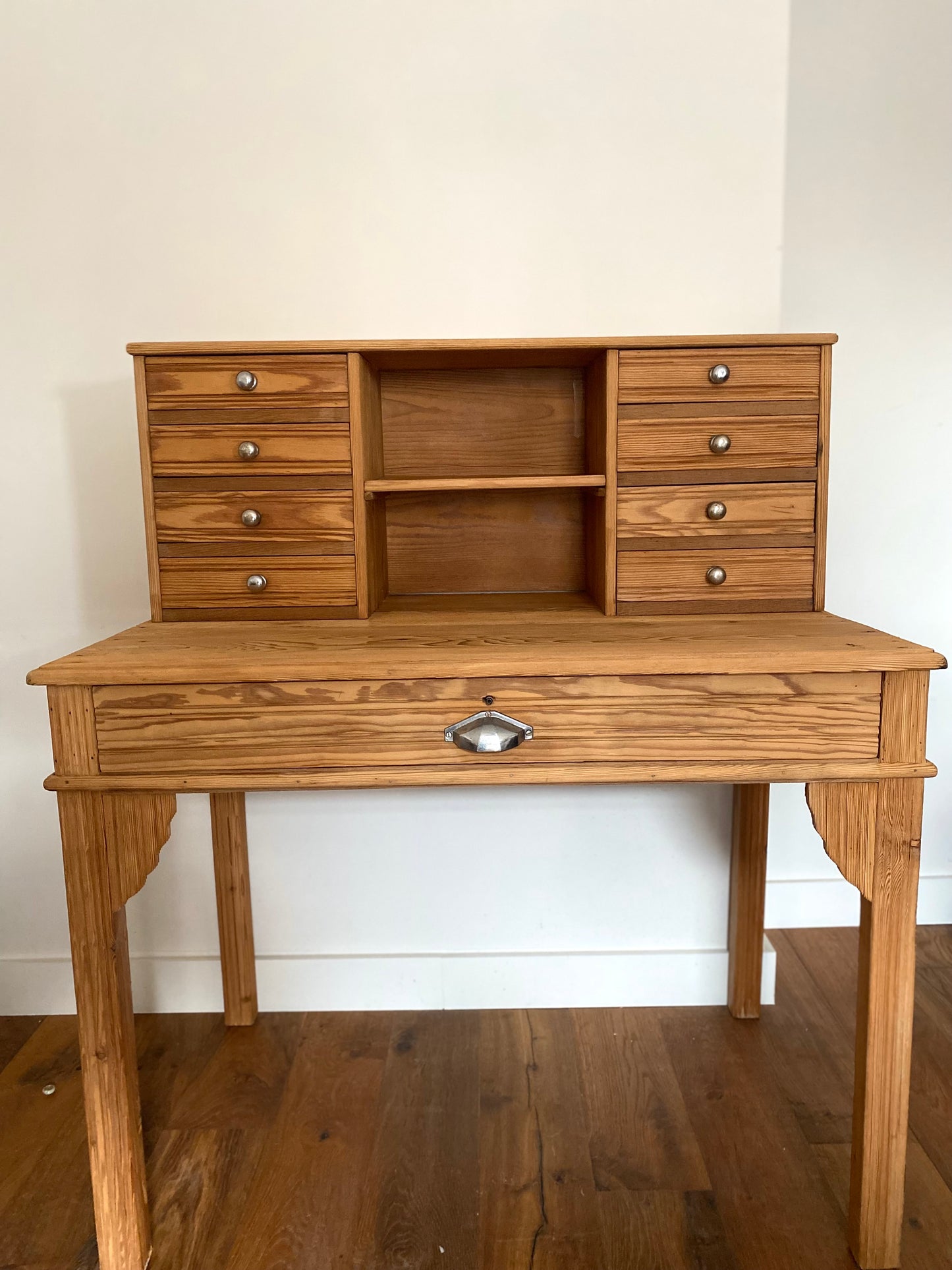 Bureau secrétaire style Art deco en bois ancien rénové