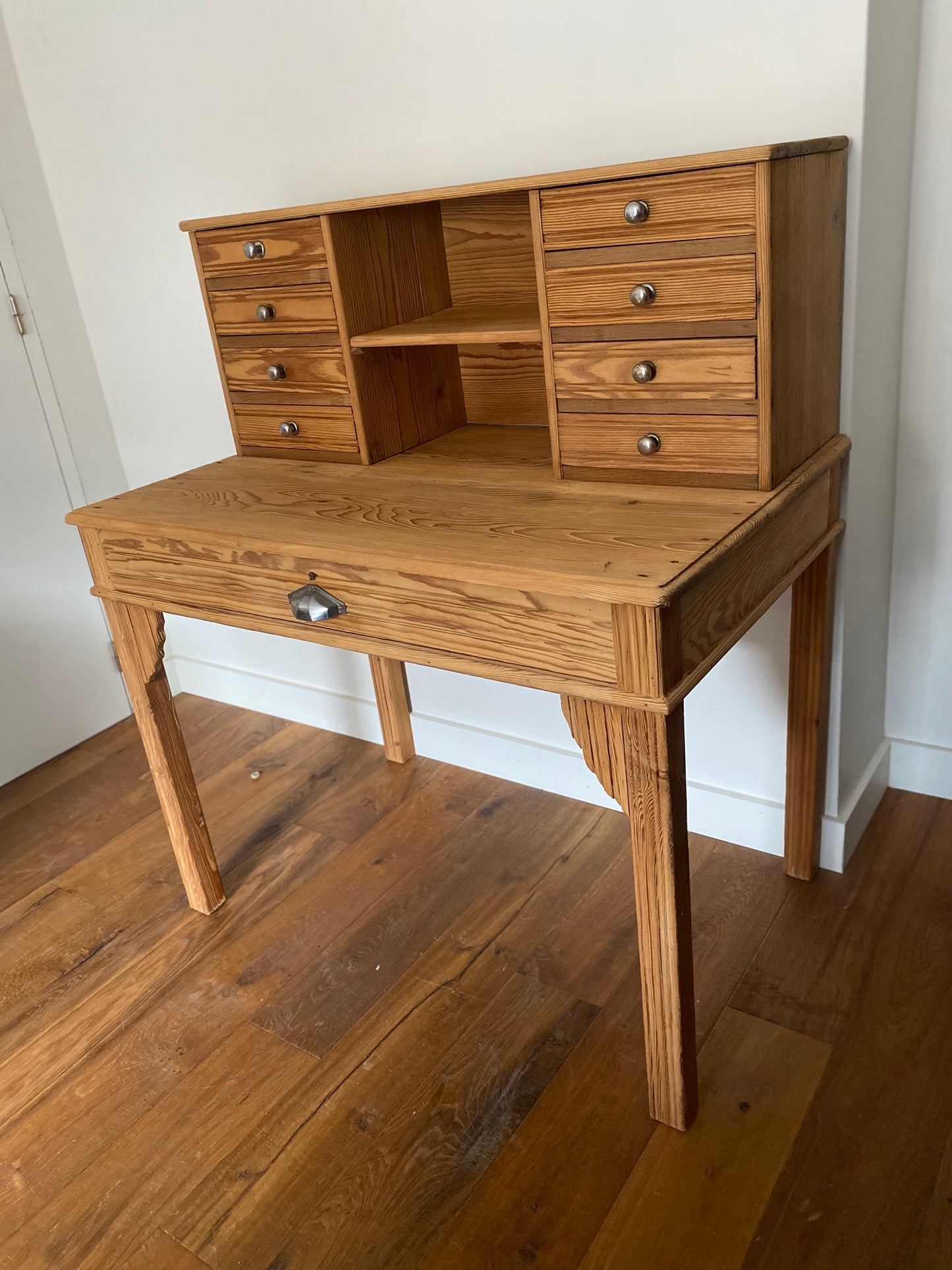 Bureau secrétaire style Art deco en bois ancien rénové