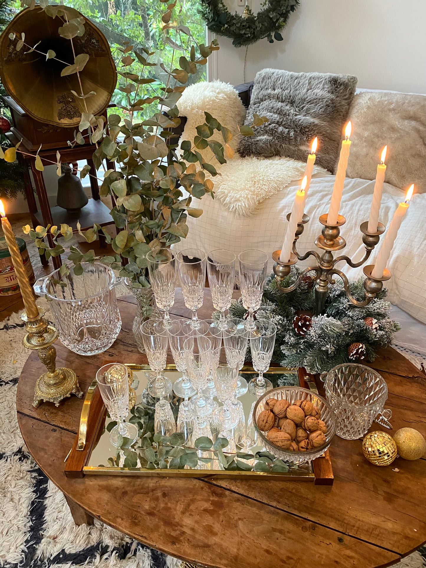 Seau à glace en verre taillé