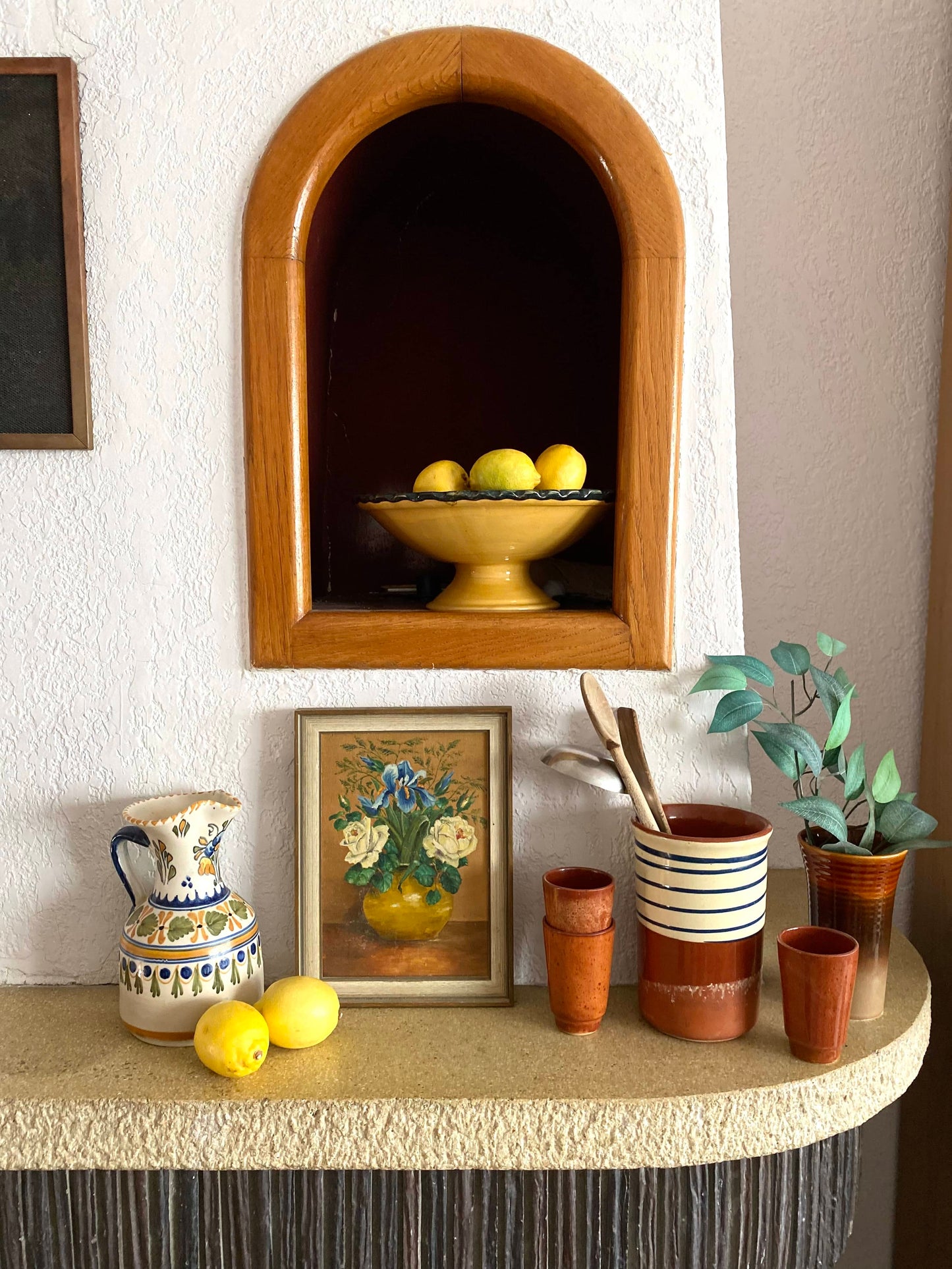 3 verres vintage en terre cuite vernissée