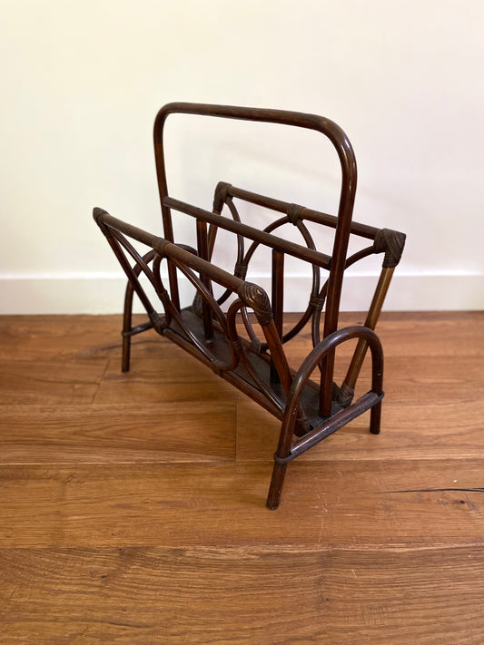 Porte-revues vintage en rotin